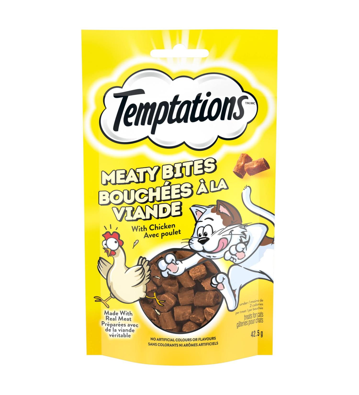 TEMPTATIONS MEATY BITES Cat Treats Adult Chicken 42.5g Pouch (7 Pack) - Buy Online on SooperMarket.com
