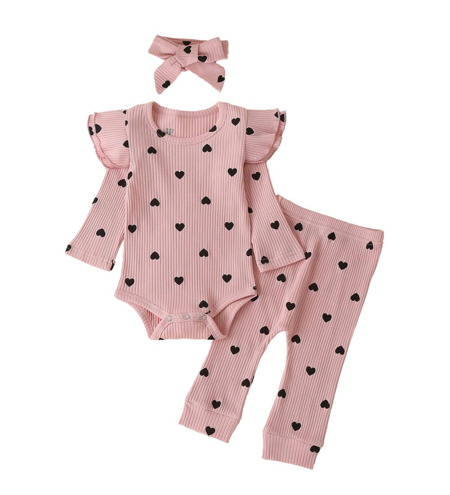 Baby Girl White Lace Romper Top + Jeans Shorts Set 0-3 Months Pink | 3-24 Months Clothing Outfits - Buy Online on SooperMarket.com