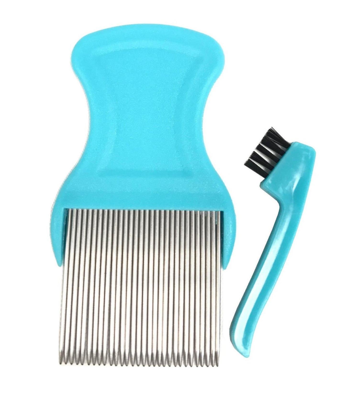 HTBRUSH BLUE Head Lice Headlice Treatment Comb with brush Flea Eggs Remover Long Metal Teeth Pet Dog Cat UK FAST POST
