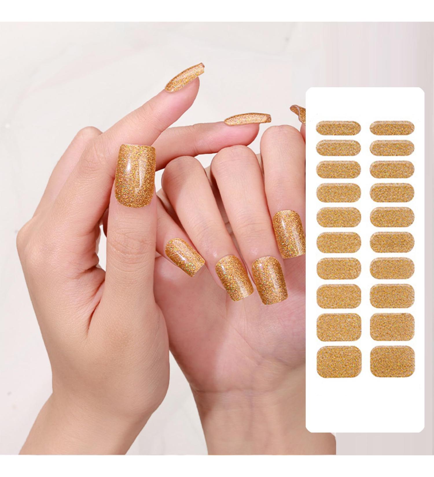 Semi Cured Gel Nail Strips Gel Nail Stickers - 20 Pcs Nail Stickers for Nail Art - Soft Self-Adhesive Gel Nail Wraps Easy Apply & Remove for Salon-Quality Manicure Kit (UV/LED Lamp Required)(BSS-0340) - Buy Online on SooperMarket.com