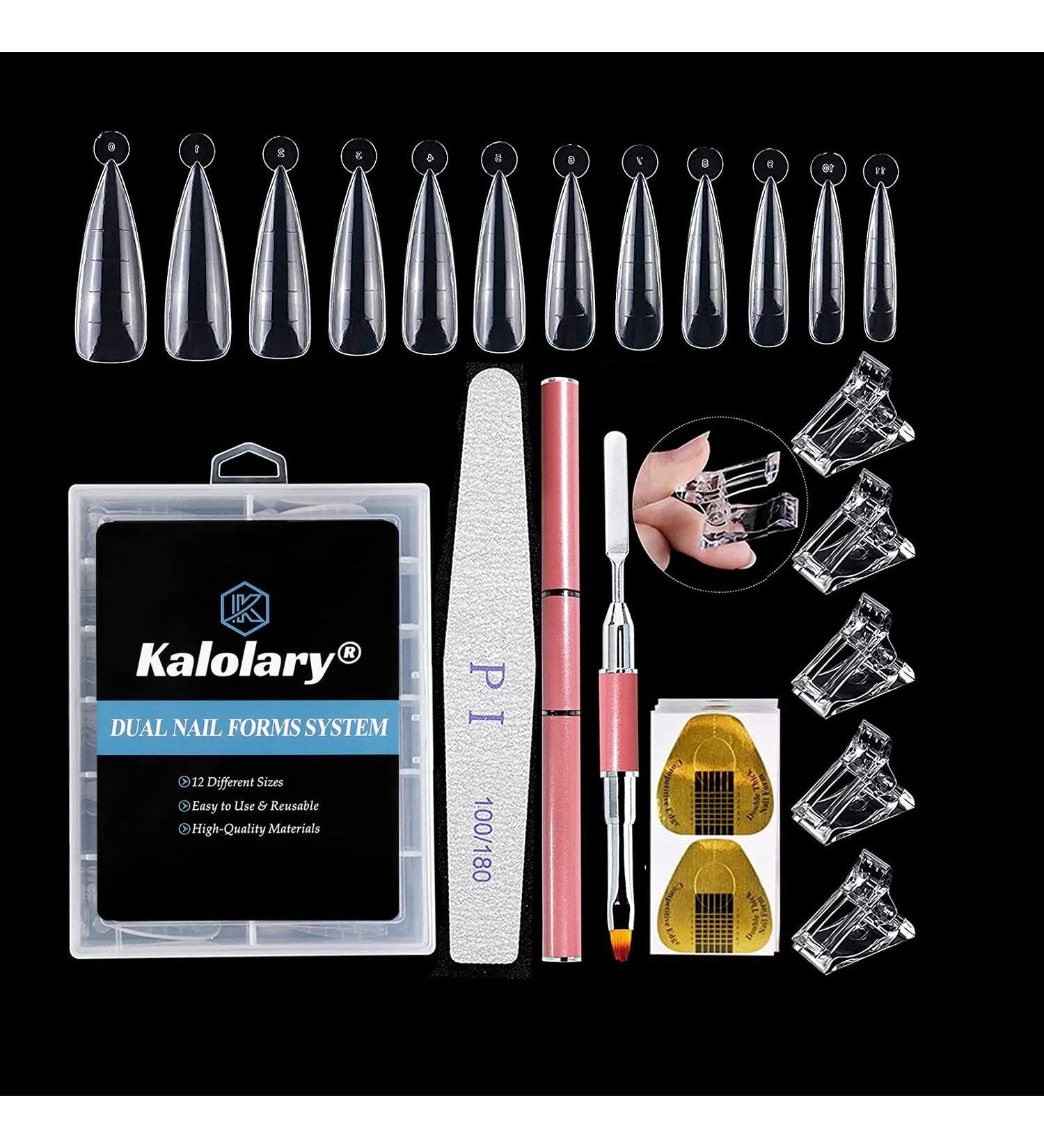 Kalolary 120PCS Gel Nail Dual Forms Set | Nail Art Stickers, Brush, File & Clips | Acrylic Nails Extension Kit - Buy Online on SooperMarket.com