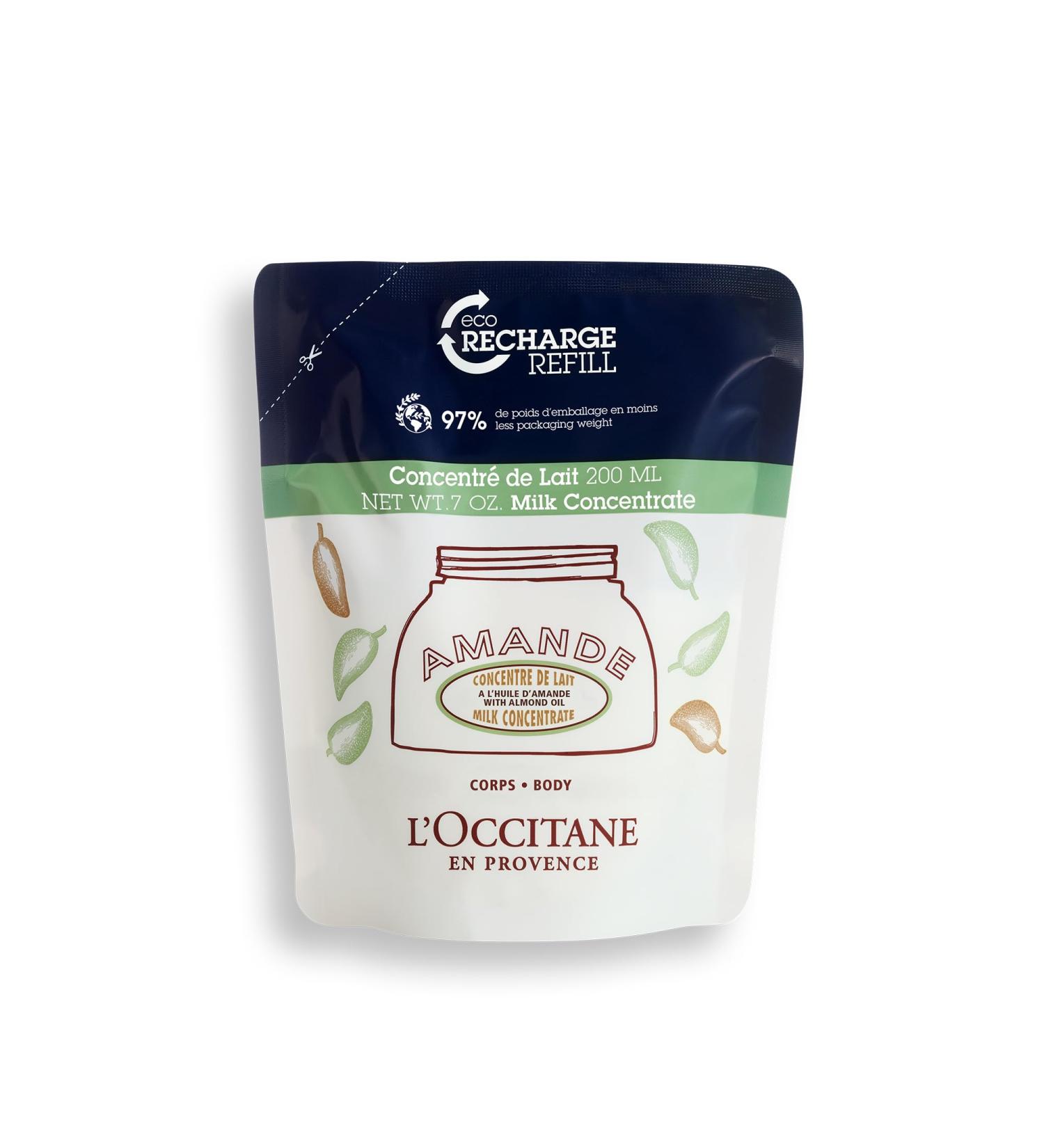 L'OCCITANE Almond Milk Concentrate Eco Refill 200ml | Sustainable Beauty Moisturiser Refill Refill - 200ml