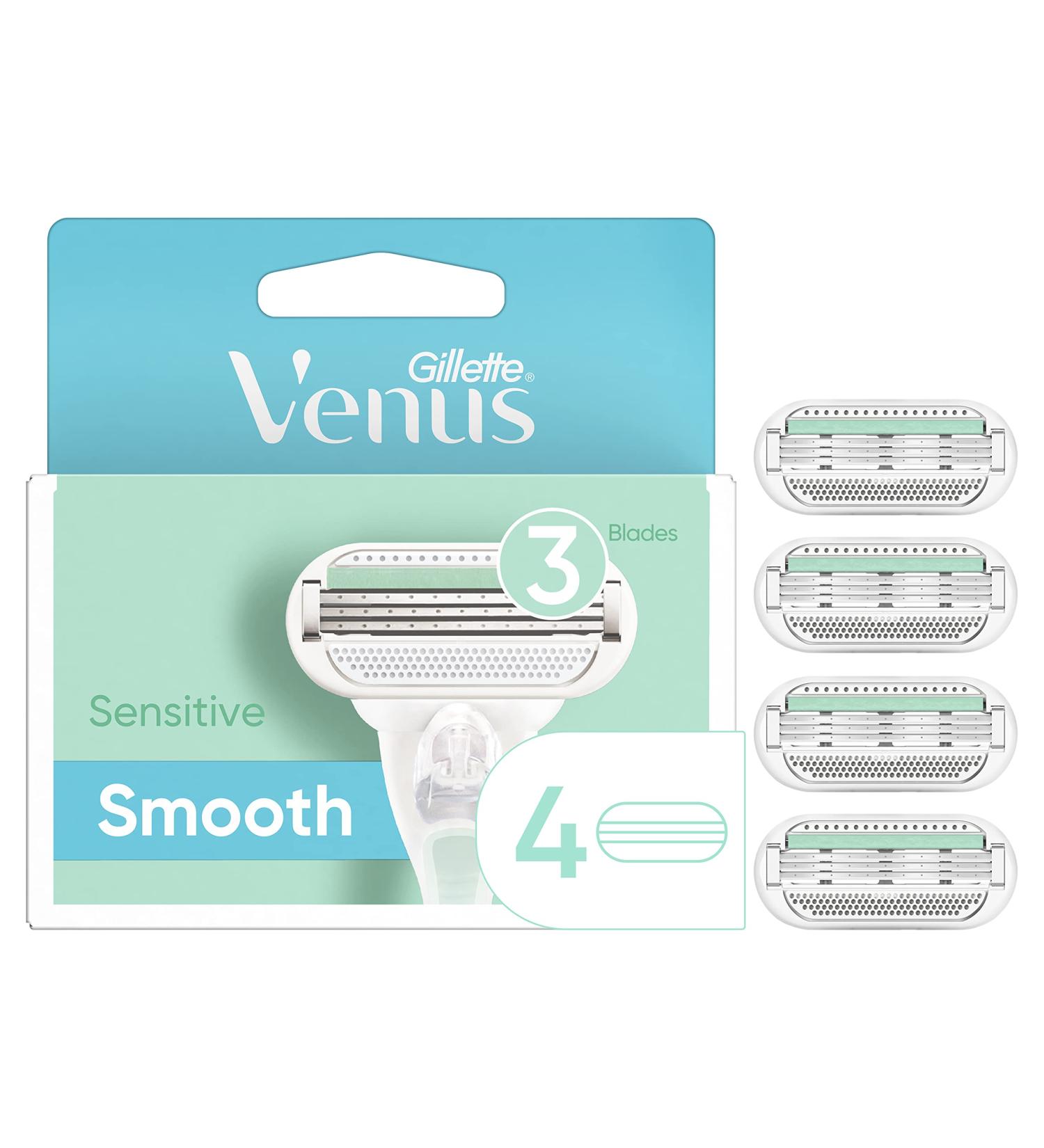 Gillette Venus Smooth Sensitive Women's Razor Blades - 4 Refills | Gentle and Effective Shaving - Buy Online on SooperMarket.com