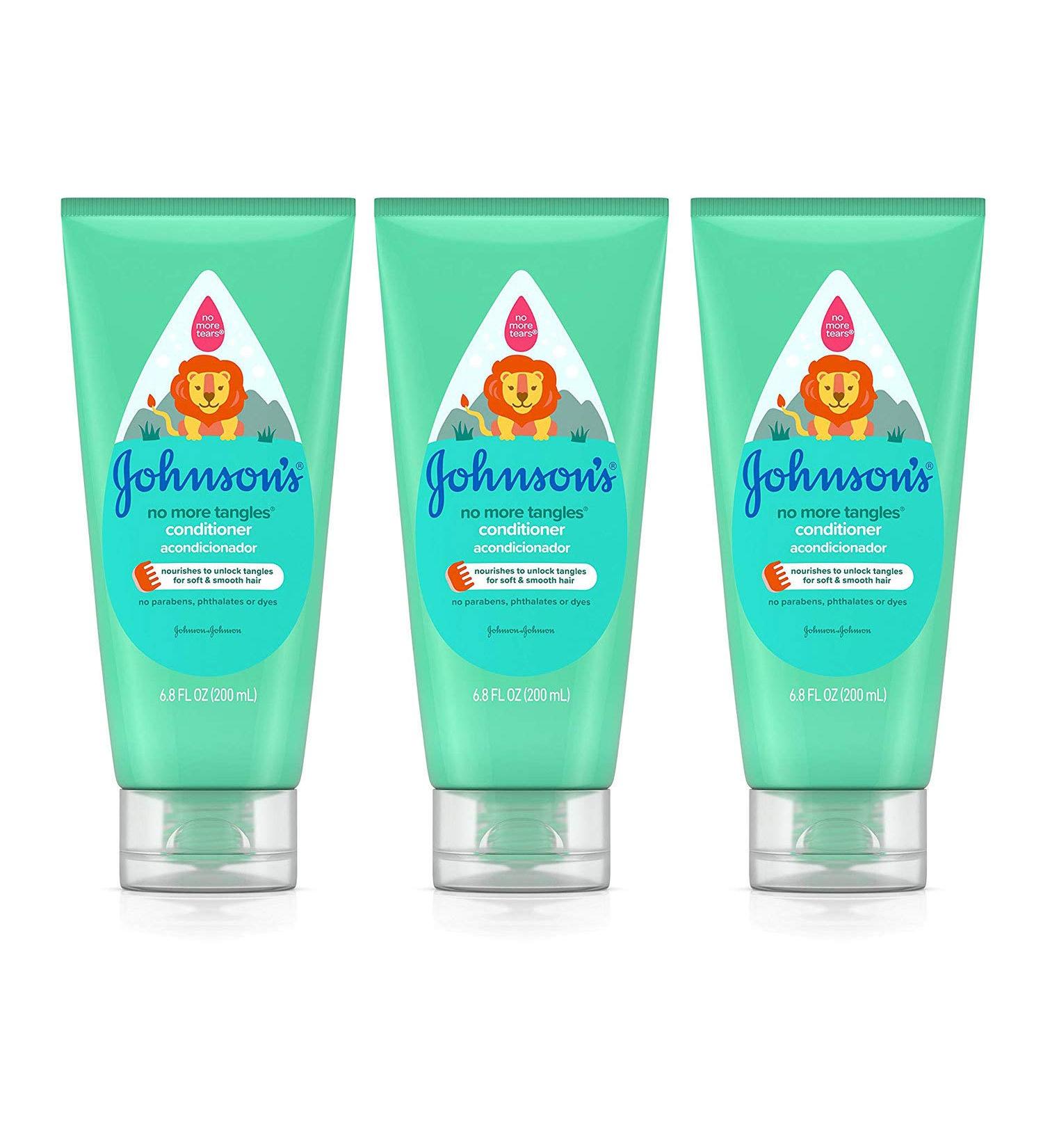 Johnson's No More Tangles Kids Conditioner Pack of 3 - Hypoallergenic, Paraben-Free, 6.8 Fl Oz - Buy Online on SooperMarket.com