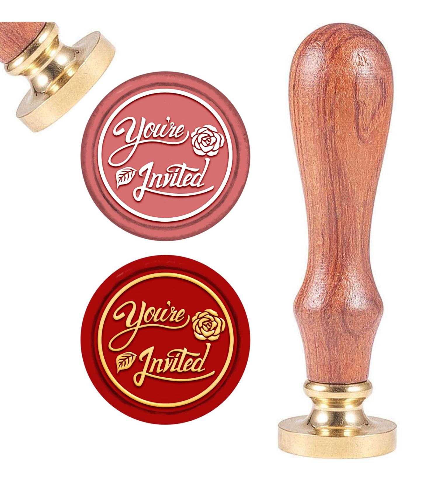 CRASPIRE You're Invited Wax Seal Stamp Invited Vintage Sealing Wax Stamps Retro 25mm Removable Brass Seal Stamp with Wood Handle for Wedding Invitations Envelopes Valentine's Day Craft Adhesive Waxing 25mm-you're Invited - Buy Online on SooperMarket.com