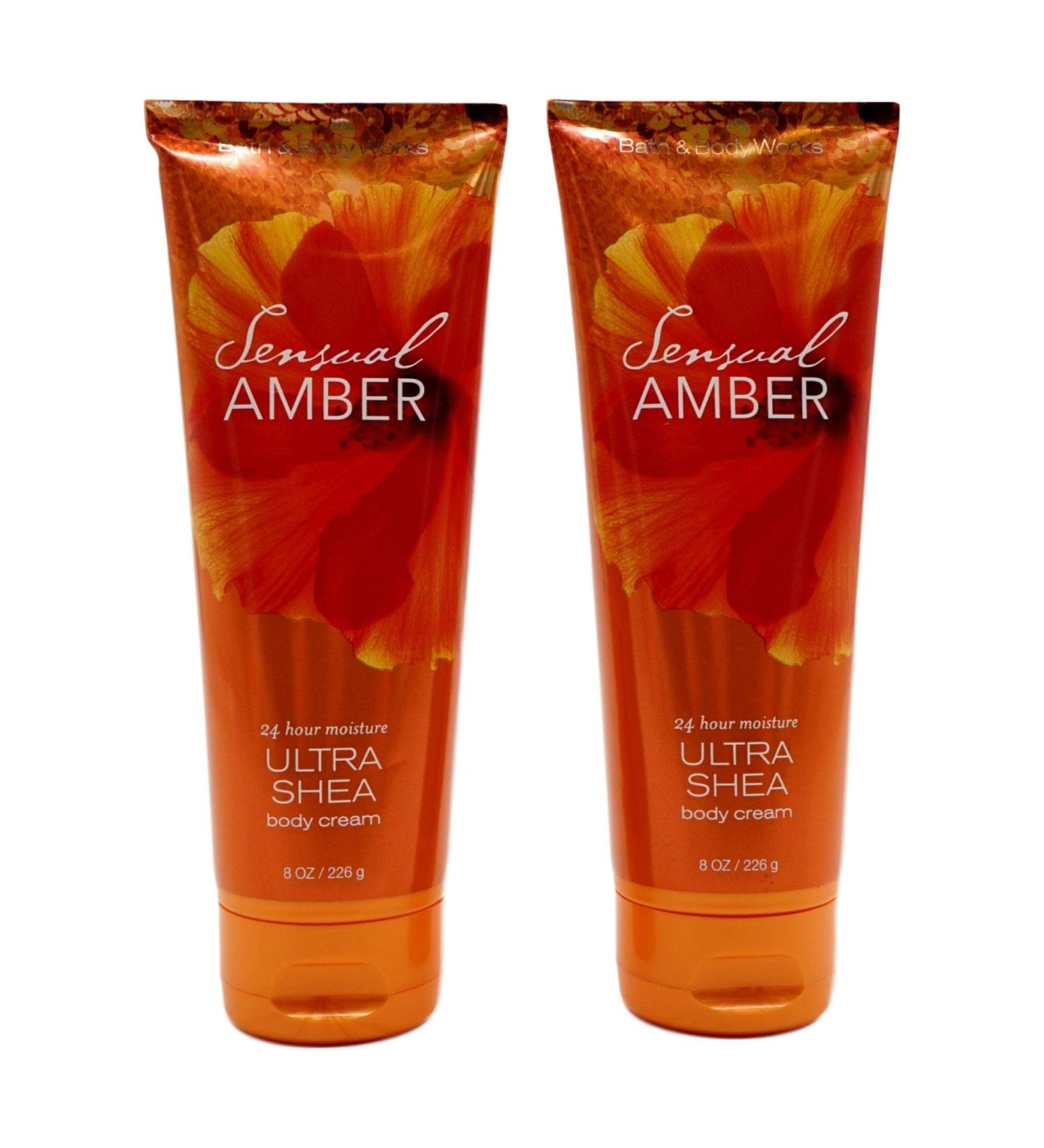 Bath and Body Works Sensual Amber Triple Moisture Body Cream 8 oz 2 Pack