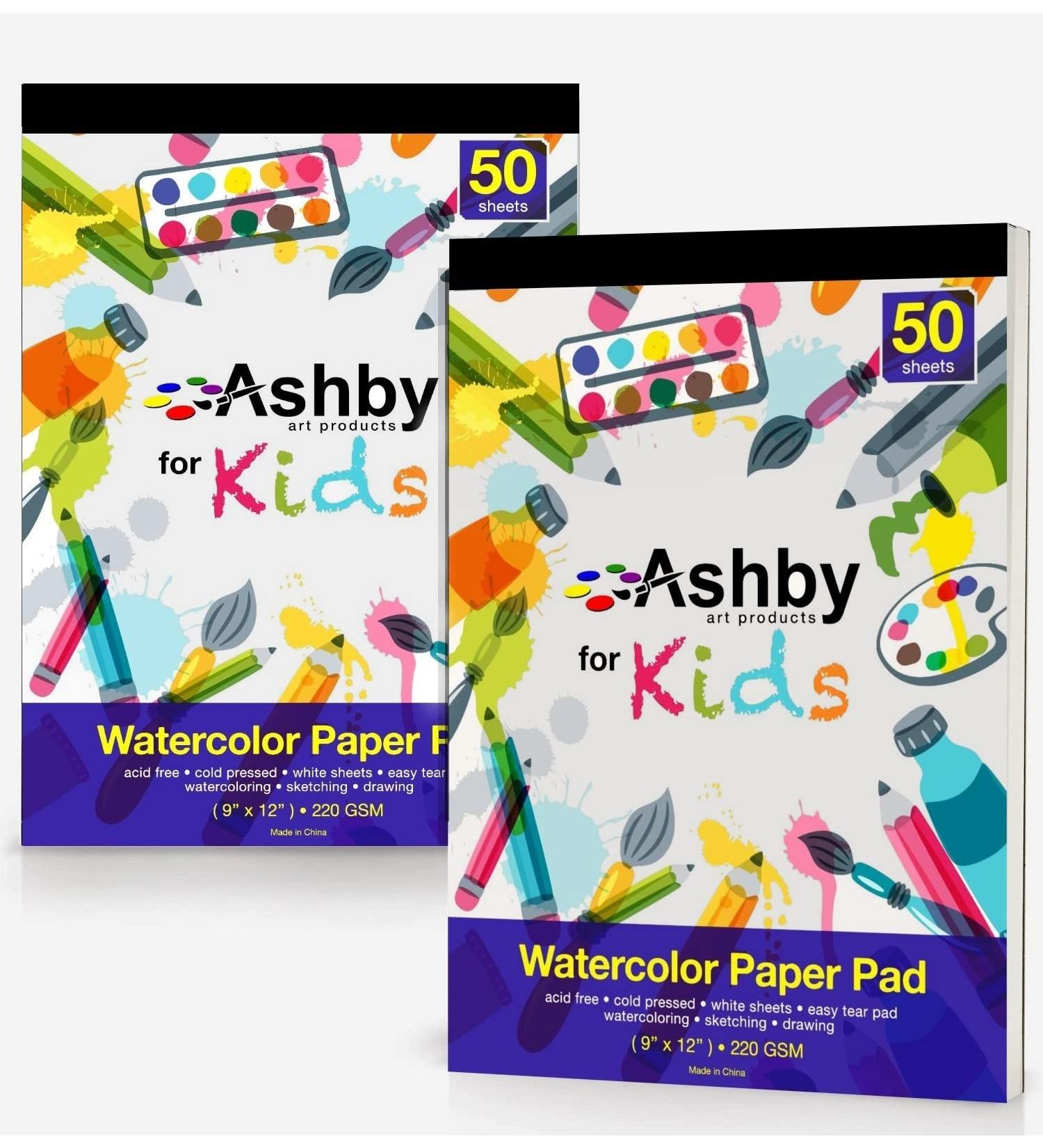 Premium Quality Watercolor Drawing Finger Paint Paper - 2 Pads (100 Sheets) - 220 GSM - Natural White - Buy Online on SooperMarket.com