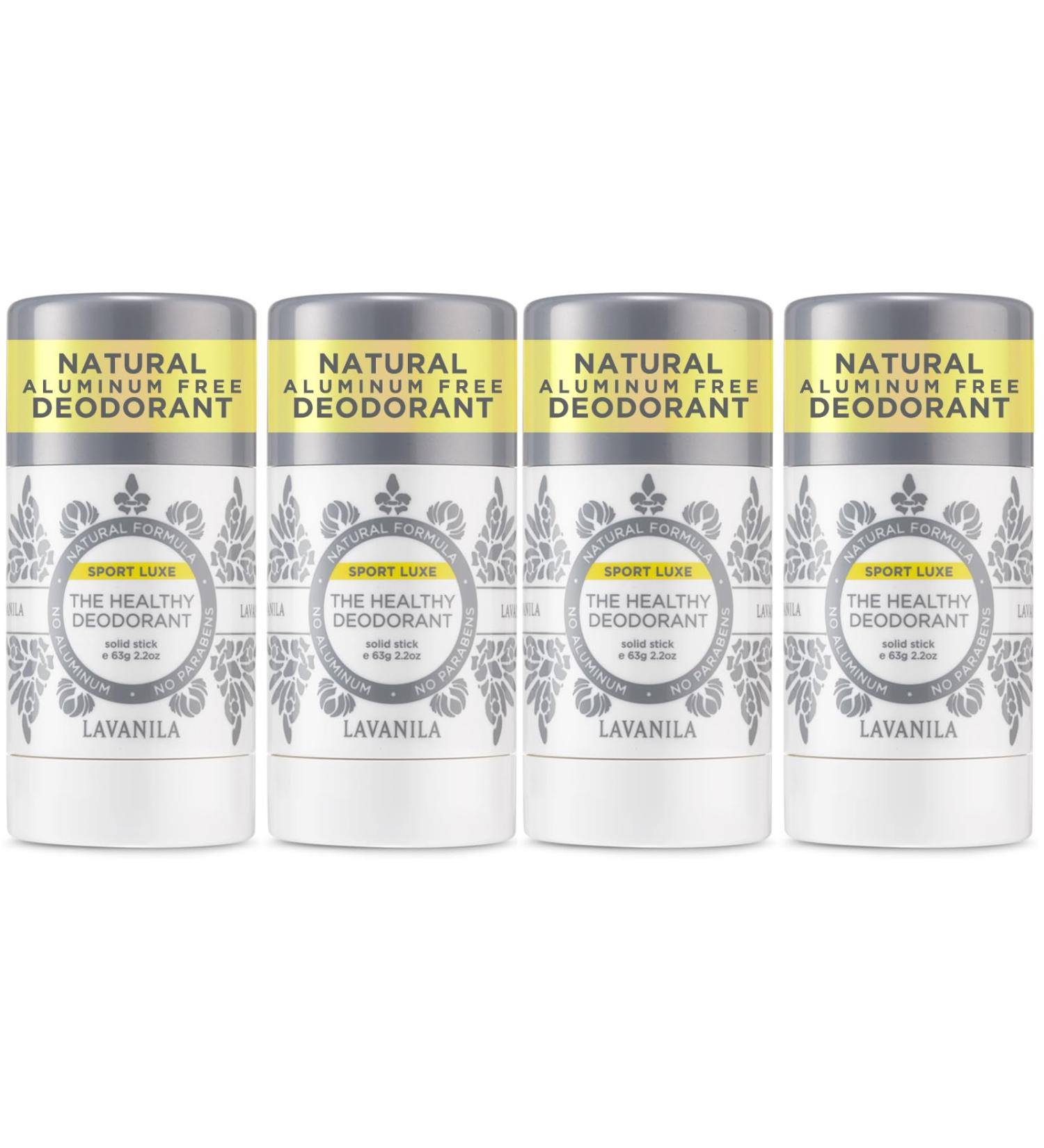Lavanila Aluminum Free Sport Luxe Deodorant 4-pack (2oz Each) - The Healthy Deodorant for Men & Women - Triple Odor Protection Fresh Scent Solid Stick Vegan Sport Luxe - 4 Pack - Buy Online on SooperMarket.com