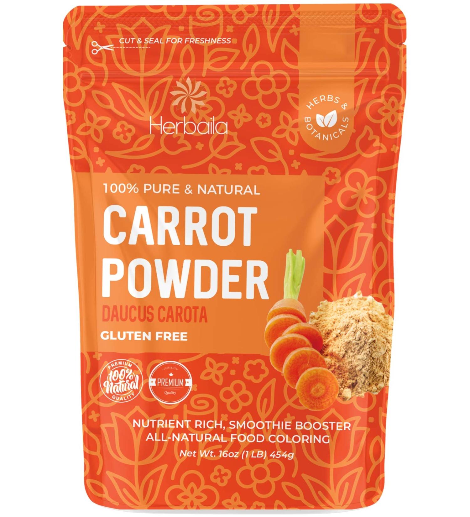 Carrot Powder 16oz - Pure Dried Juice for Smoothie Boosting and Natural Food Coloring | Non-GMO, Gluten-free - 1 lb - Buy Online on SooperMarket.com