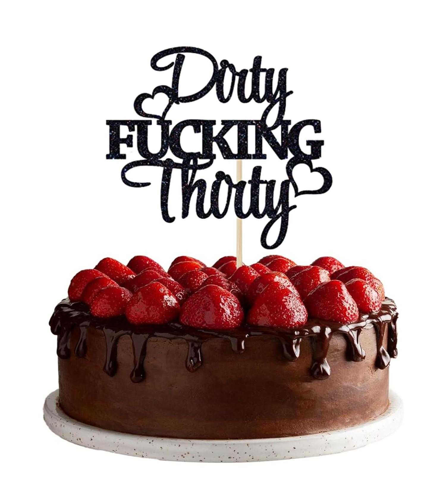 VIKY Glitter 30th Birthday Cake Topper - Dirty Thirty Man & Woman Decoration | Perfect for 30th Birthday Party Decor - Buy Online on SooperMarket.com