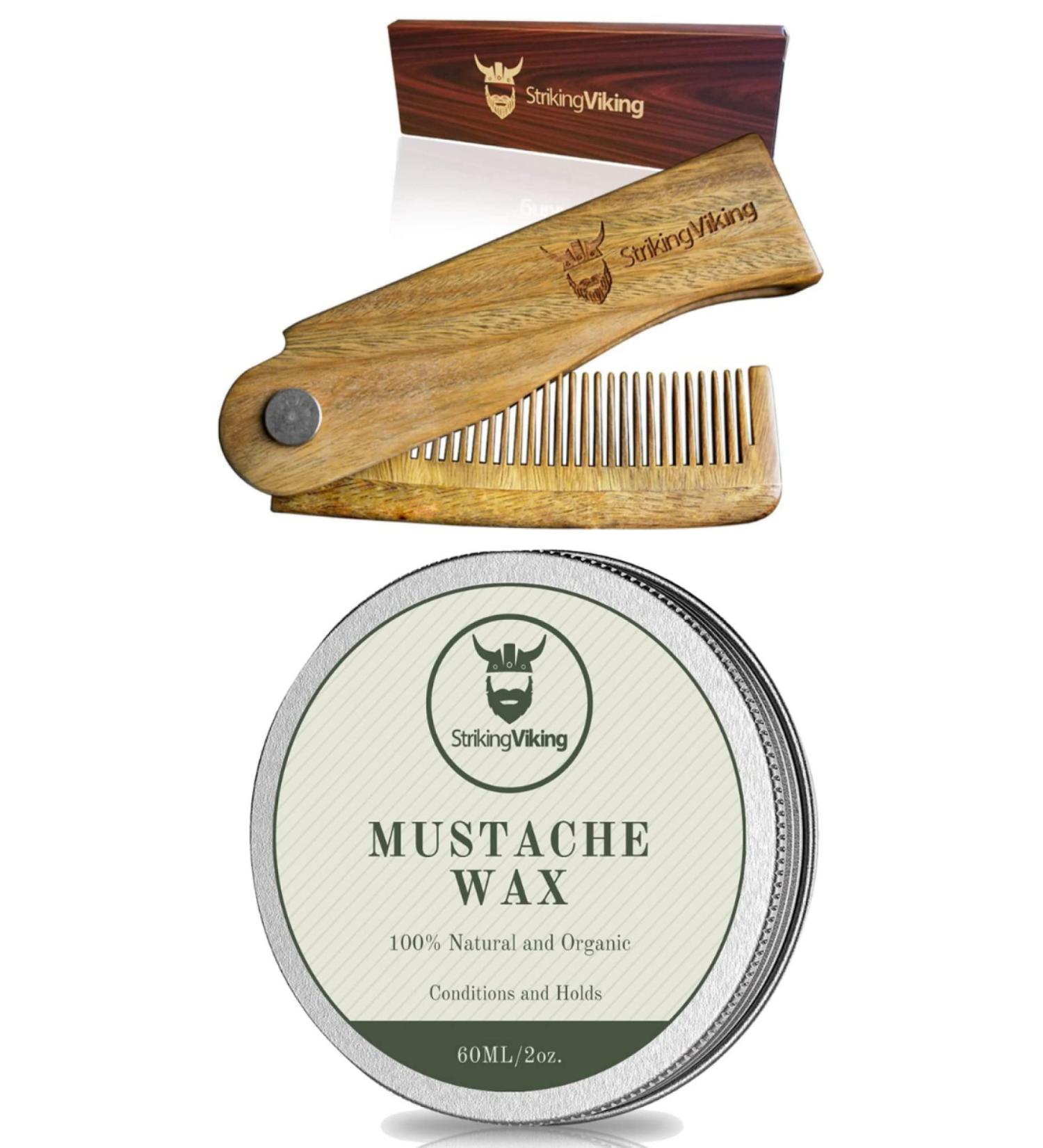 Striking Viking Mustache Wax & Folding Comb Bundle - Premium Grooming Set - Buy Online on SooperMarket.com