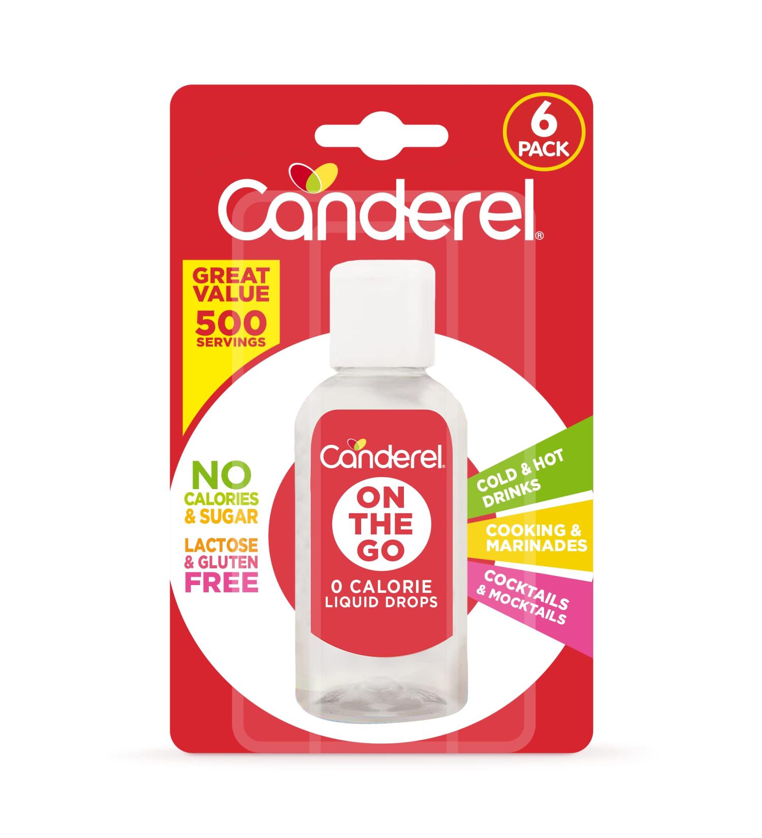 Canderel On The Go Liquid Sweetener 6 x 55 ml | Zero Sugar and Zero Calories | 500 Servings | (6 Pack) - Buy Online on SooperMarket.com