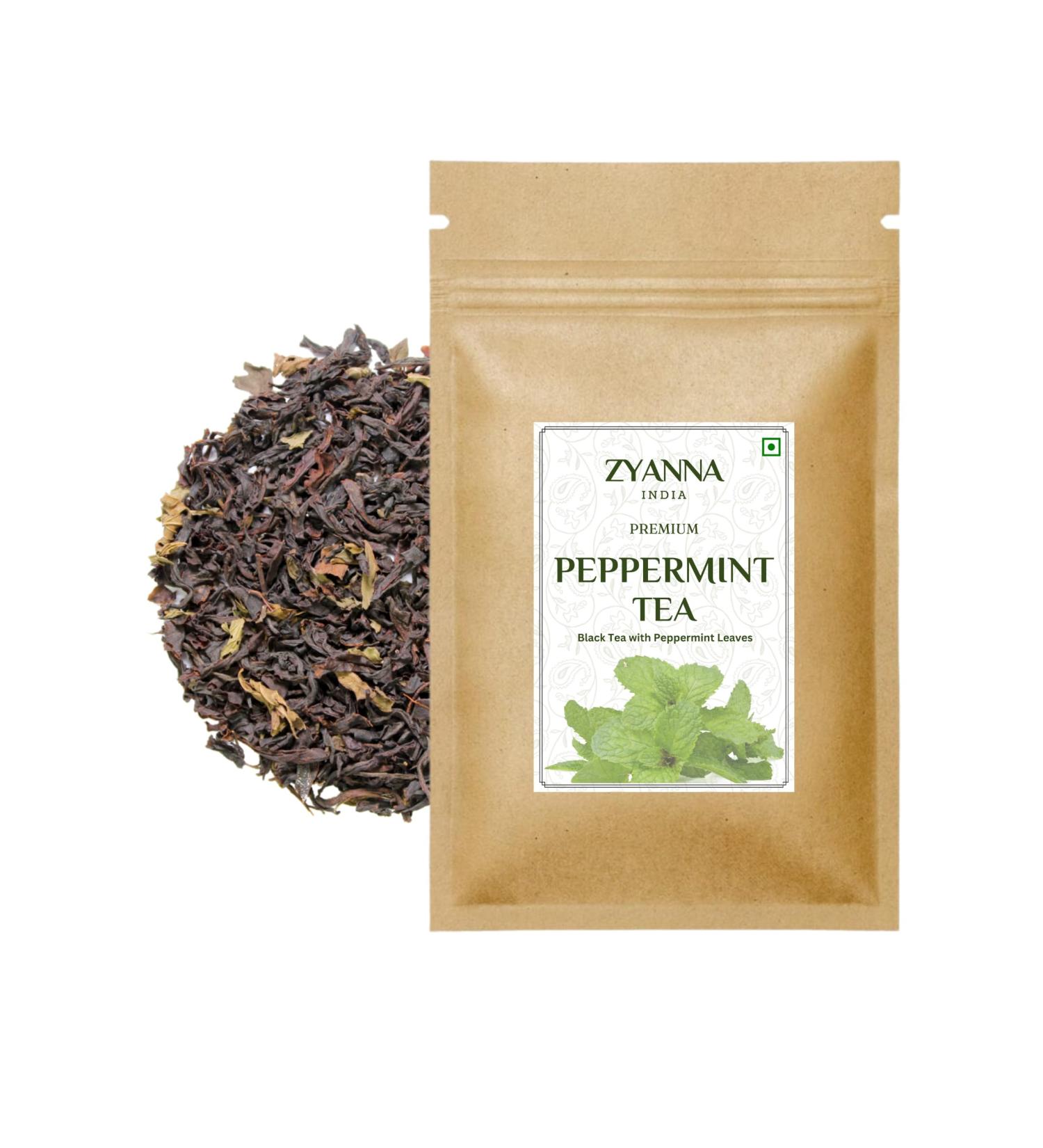 Zyanna Peppermint Tea - Premium Black Tea Infused with Peppermint Leaves - 100g/50 Cups - Natural Ingredients for Refreshing and Relaxing Flavour - Buy Online on SooperMarket.com