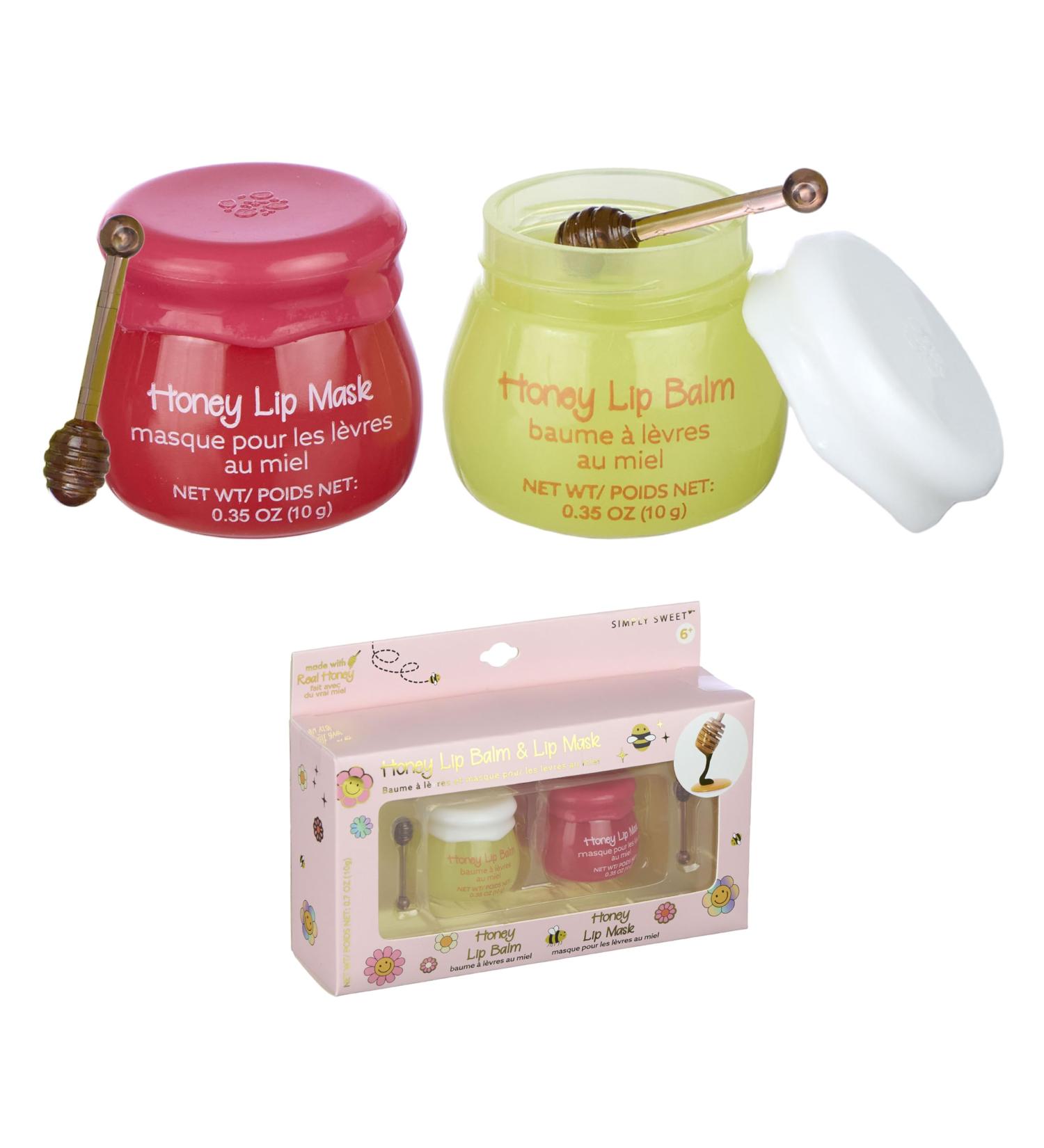 Expressions Honey Lip Balm & Lip Mask Set - 2pc Non-Toxic Lip Care Gift for Girls | Real Honey Jar with Dipper | Moisturizing Lip Gloss - Buy Online on SooperMarket.com