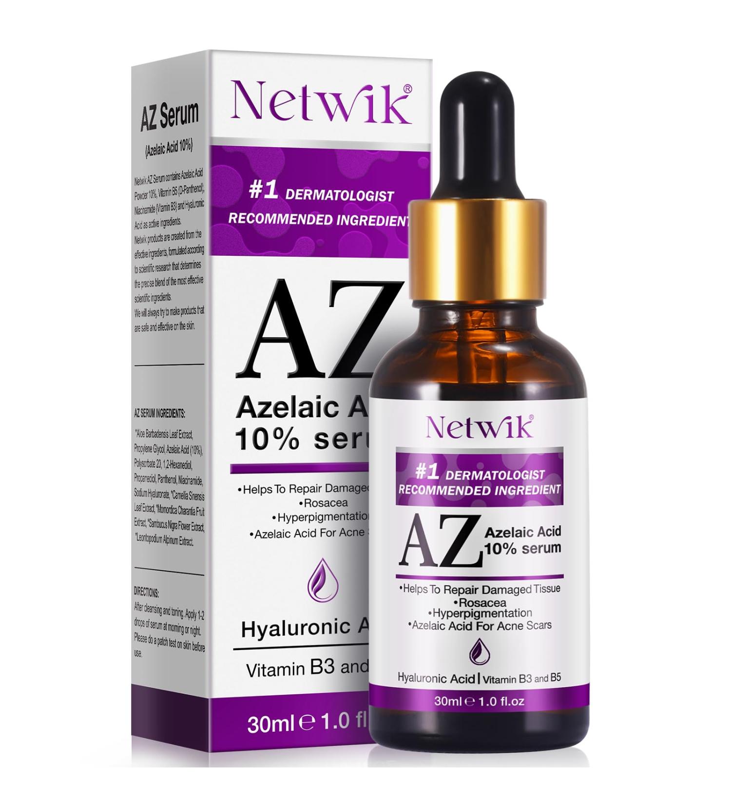 Marianp Hyaluronic Acid Serum & Azelaic Acid 10% for Acne Pigmentation & Rosacea - Vitamin B3 & B5 | Best Skincare Treatment - Buy Online on SooperMarket.com