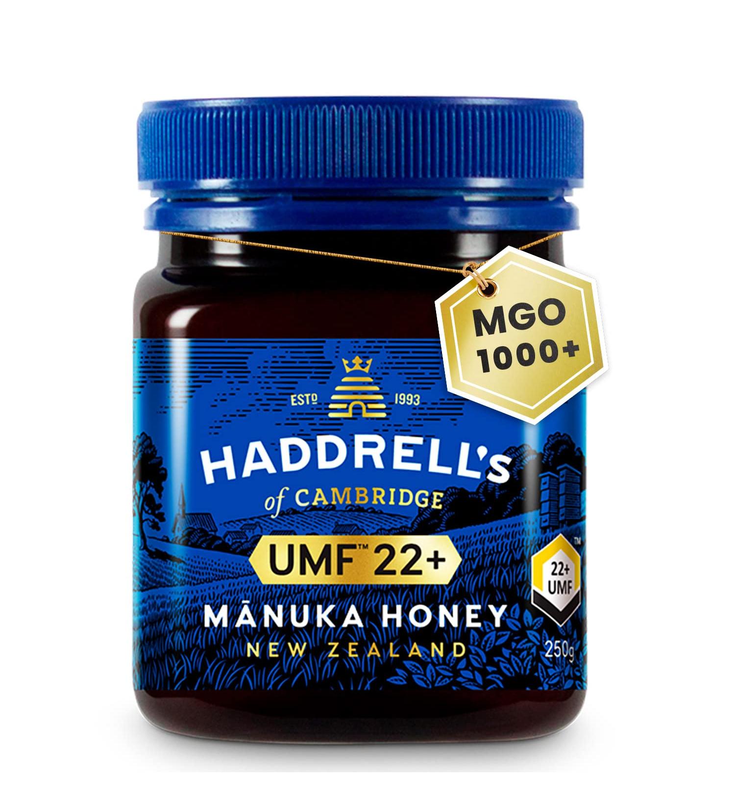 Haddrell's of Cambridge Manuka Honey | UMF 22+/MGO 970+ | Natural Premium New Zealand Manuka Honey | 250 Grams - Buy Online on SooperMarket.com