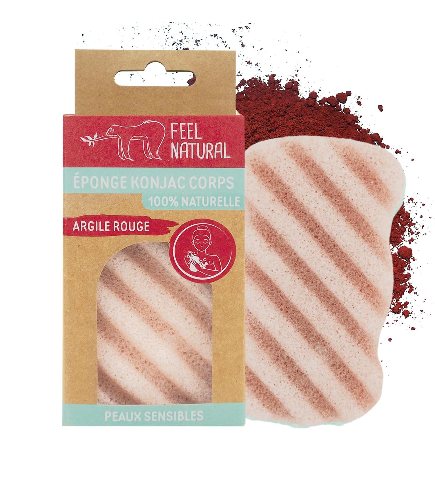 Feel Natural Red Clay Konjac Sponge for Body - Eco-Friendly Exfoliating Solution | Shop Internationally - Buy Online on SooperMarket.com