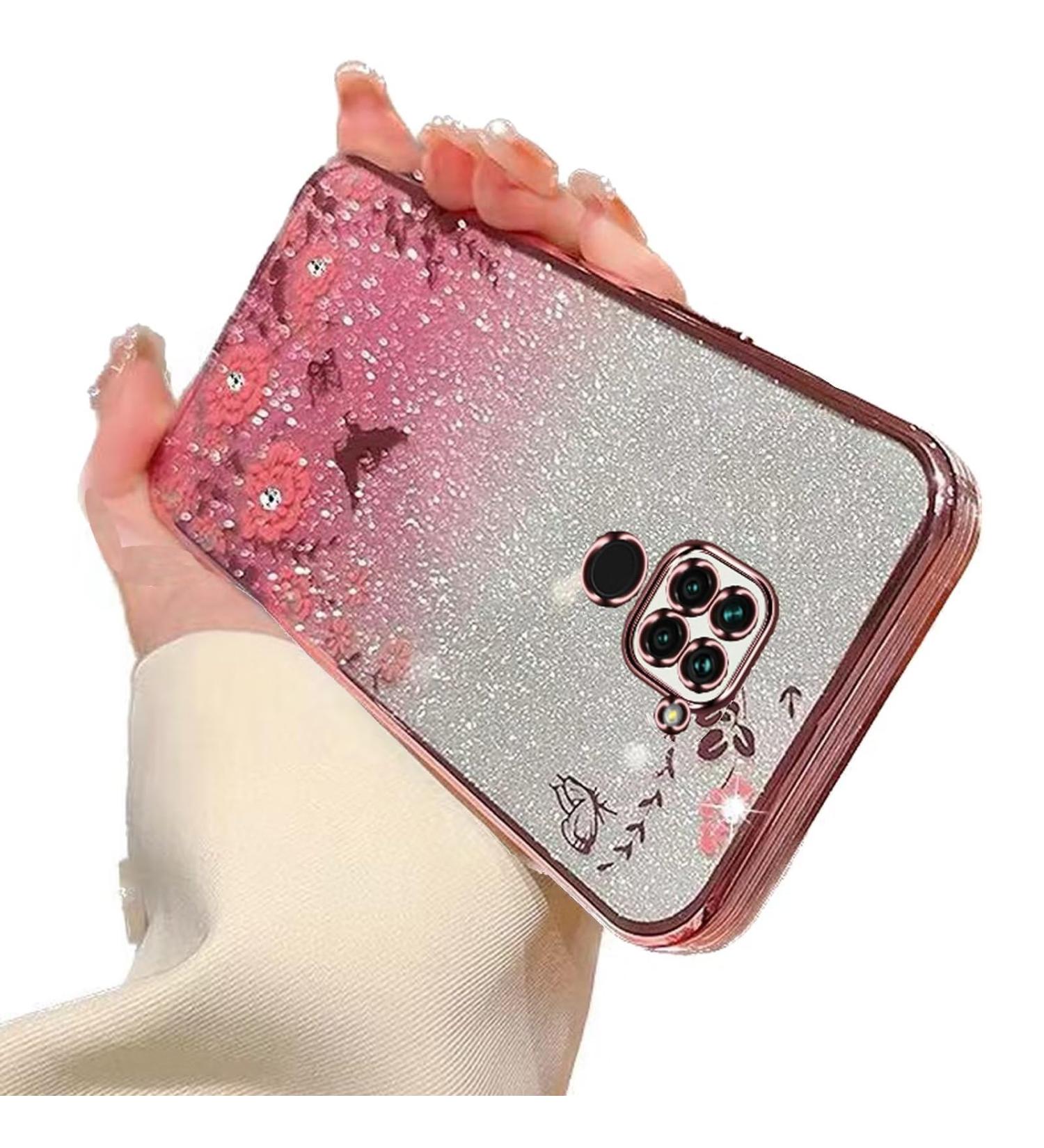 Tivenfezk Glitter Diamond Case for Xiaomi Redmi 9 - Sparkle Flower Butterfly Soft Gradient Silicone Cover - Buy Online on SooperMarket.com
