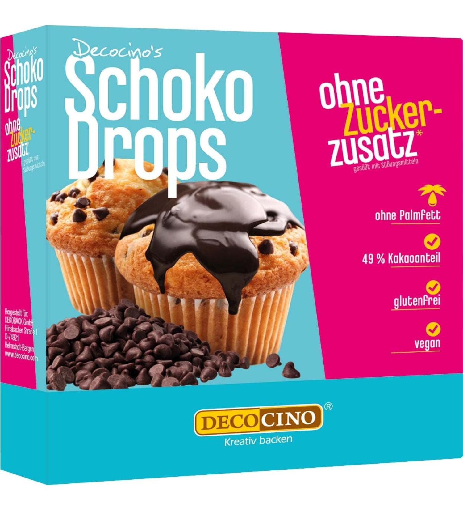 Decocino Chocolate Drops - 75g | 49% Cocoa | Vegan Gluten-Free Palm Oil-Free | Perfect for Decorating Cakes & Cupcakes - Buy Online on SooperMarket.com