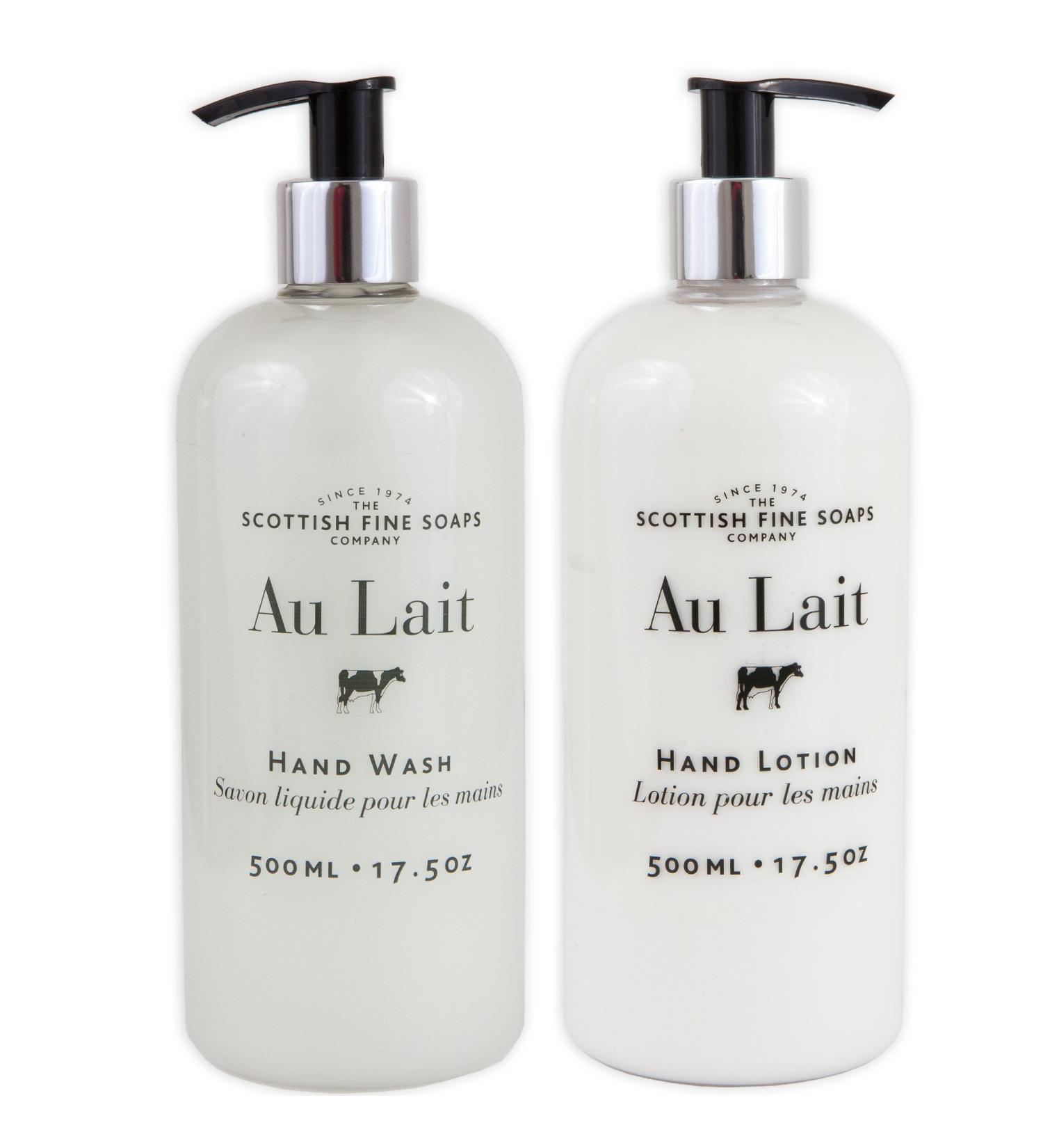 Au Lait Milk Soap & Hand Lotion Set - 17.5 oz - Luxurious Hand Wash & Moisturizer | International Shipping Available - Buy Online on SooperMarket.com