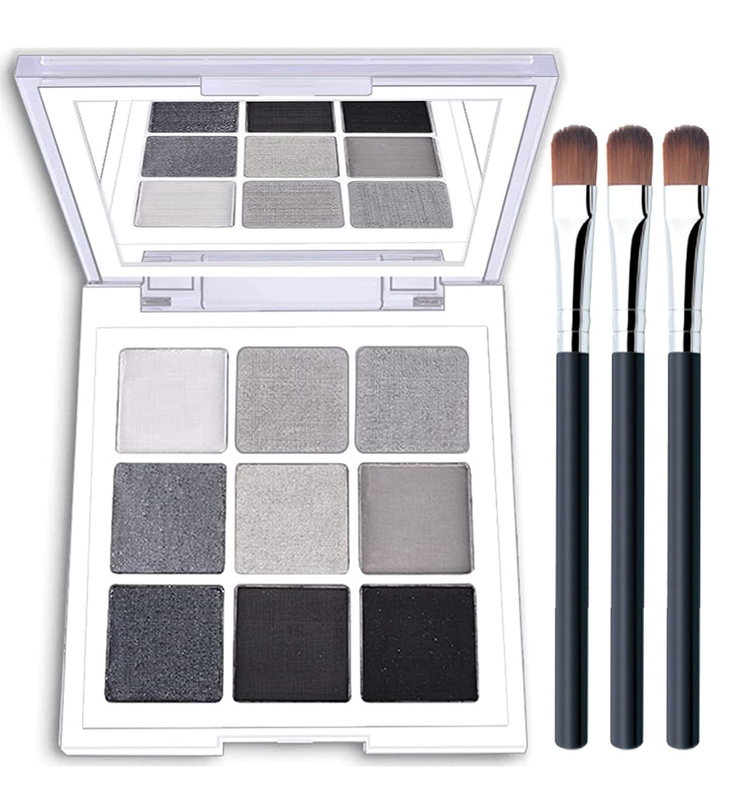 Black Smokey Eyeshadow Palette - 9 Cool Toned Matte Glitter Shades | Long Lasting & Waterproof Makeup for Girls and Women - Silver - Buy Online on SooperMarket.com
