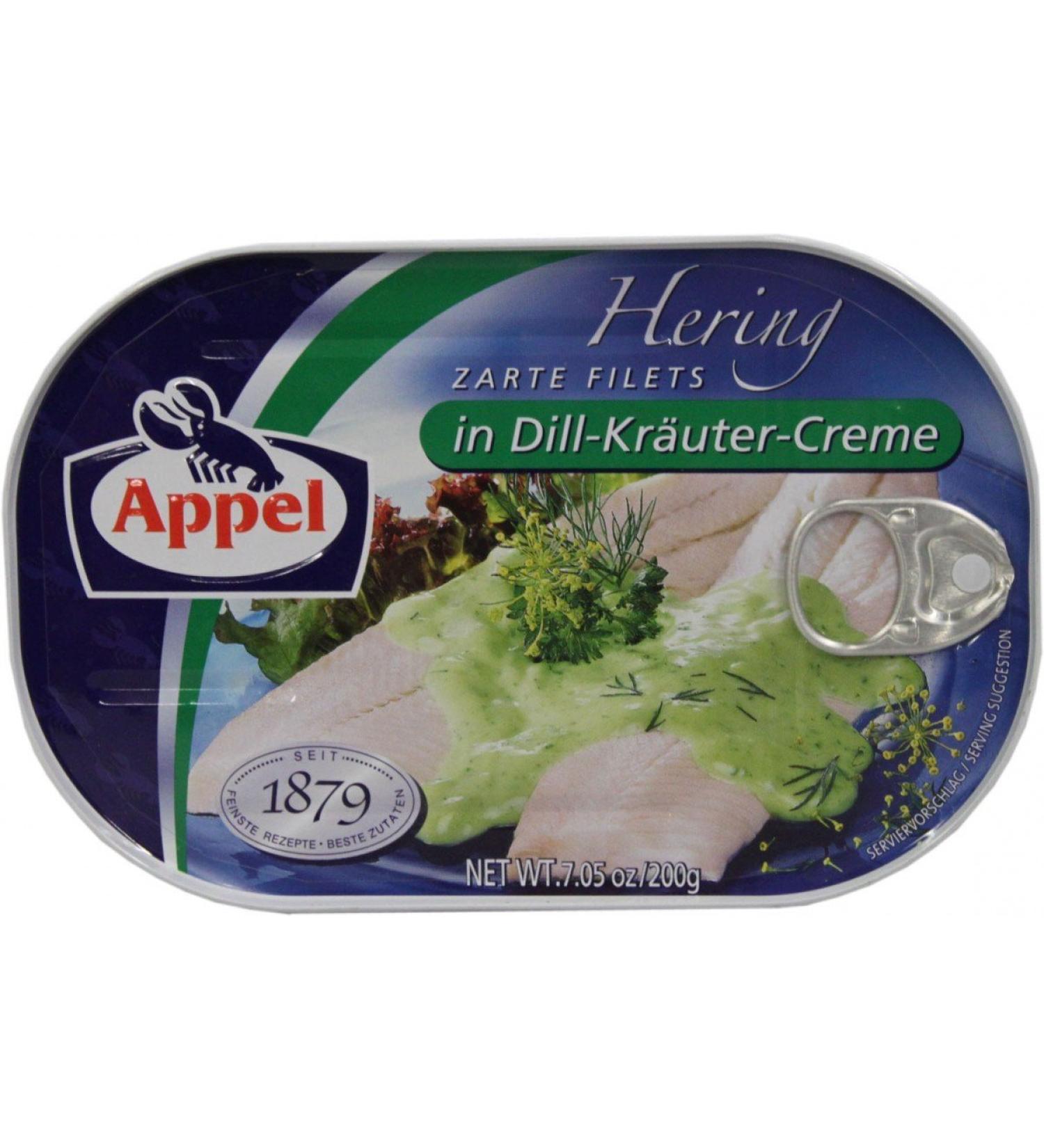 Appel Herring Fillets in Dill-Kraeuter ( Dill Herbs ) Creme -200g
