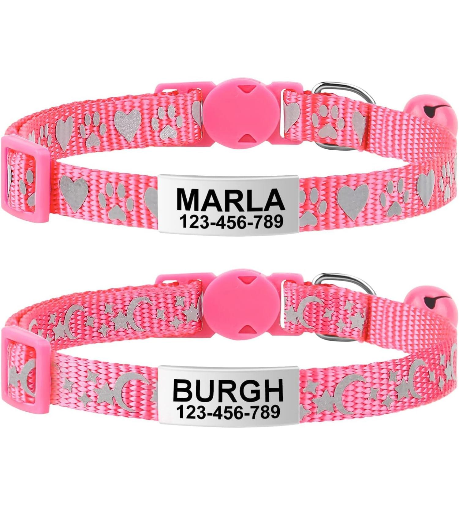 Tagme 2er-Pack Reflective Cat Neck Band with Name & Address Shield for Kittens - Adjustable 15-20 cm - Pink - Buy Online on SooperMarket.com