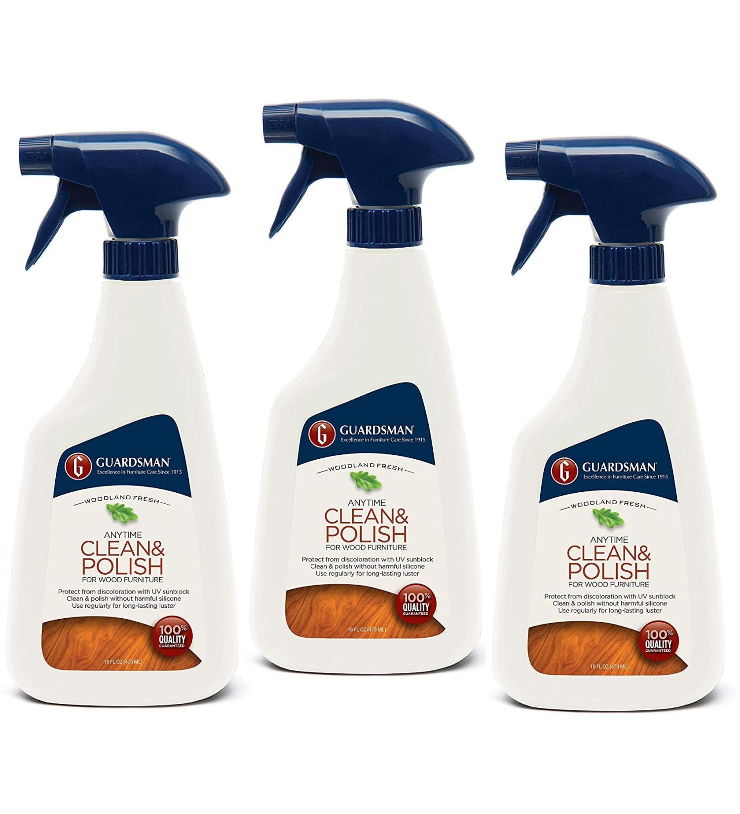 Guardsman Clean & Polish For Wood Furniture - Woodland Fresh - 16 oz Spray - Silicone Free, UV Protection - 461100 (3 PACK)