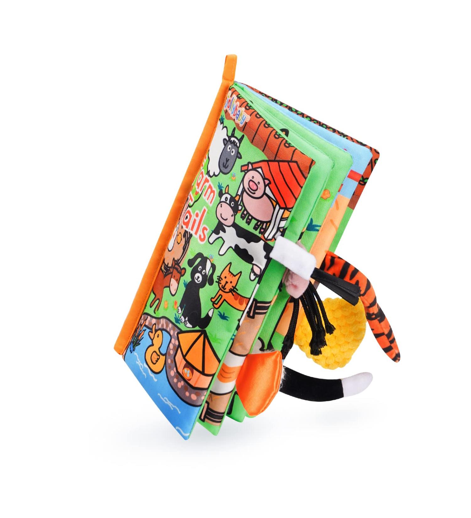 Jollybaby Soft Crinkle Tail Book for Babies - Farm Theme | Sensory Teething & Early Development Toy | Interactive Baby Girl & Boy Gift - Buy Online on SooperMarket.com