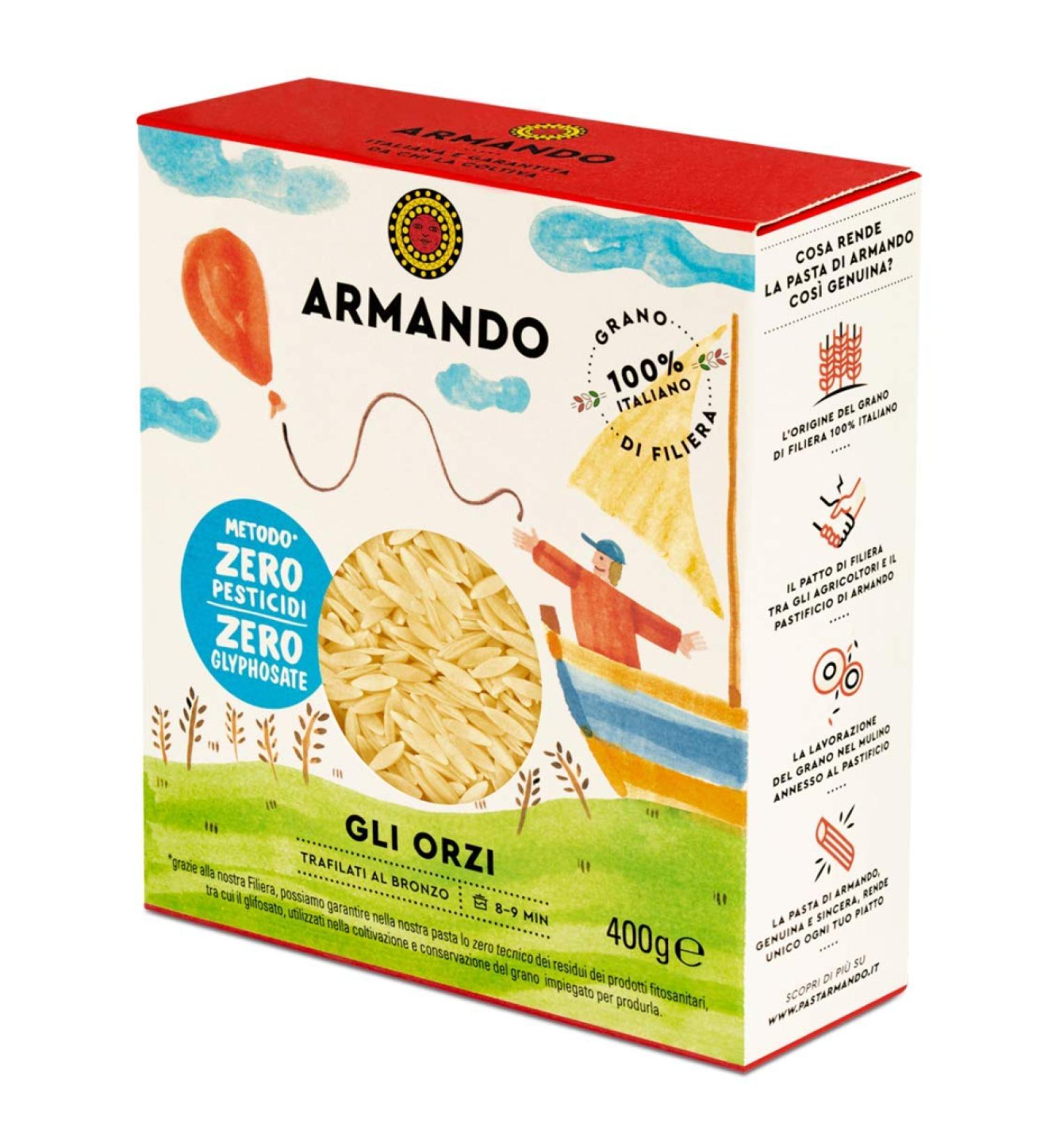 4 x Armando Barley Pasta 400 g (4 Packs of 400 g) 1.6 kg Zero Pesticides Zero Glyphate - Buy Online on SooperMarket.com