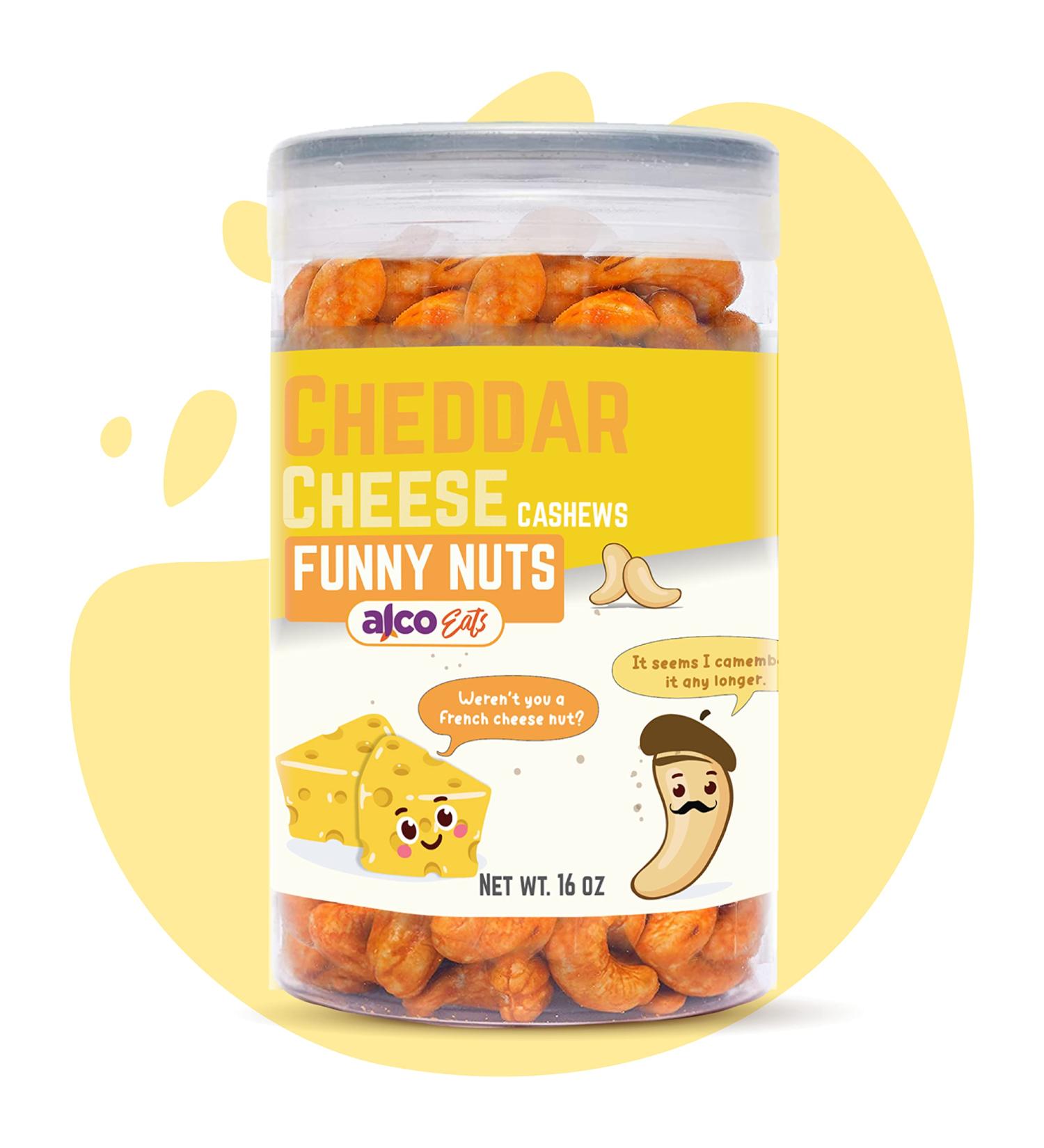 Alcoeats Cheddar Cheese Flavored Cashews - Halal Paleo All Natural Snack - Premium Quality 16 Oz Pack for Adults and Kids - Buy Online on SooperMarket.com