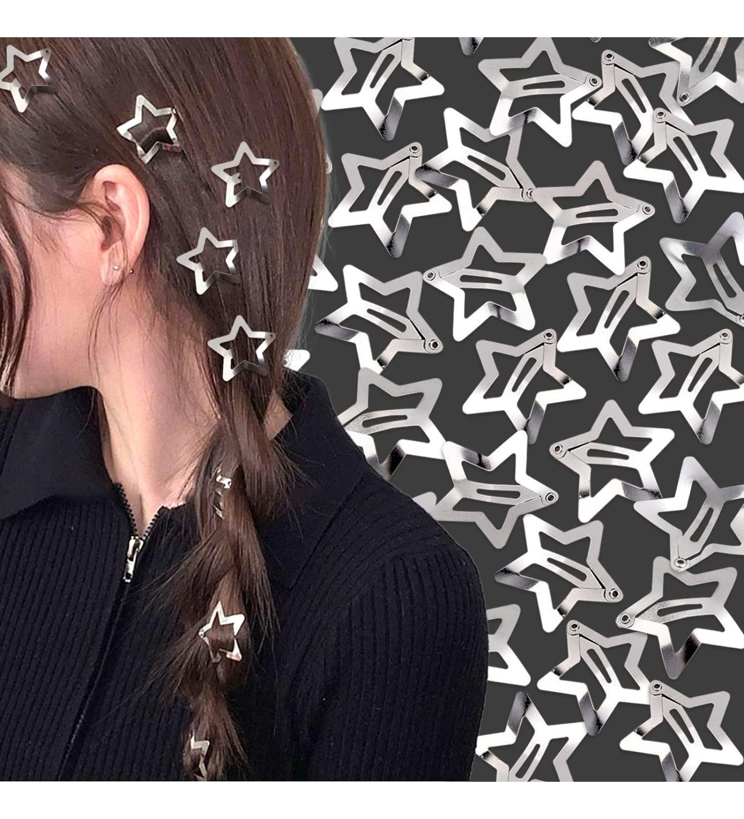 100pc Metal Star Snap Hair Clips - Y2K Silver Barrettes for Women and Girls - Buy Online on SooperMarket.com