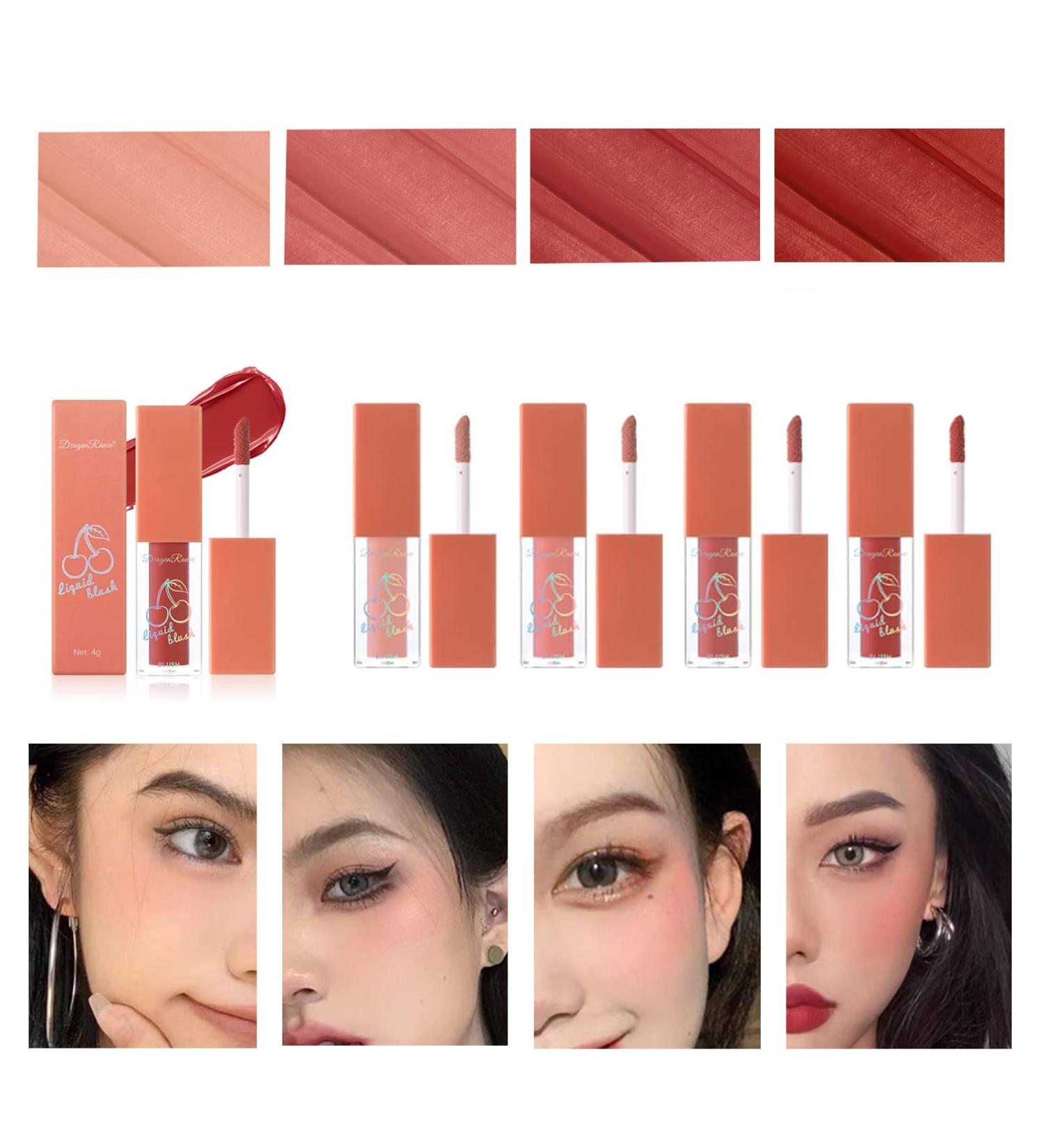 Gireatick 4 Colors Liquid Cream Blush Set - Velvet Mousse Texture for Cheeks, Eyes & Lips | Waterproof, Lightweight & Easy Blending Formula for Natural Looking Flush - Women & Girls - Buy Online on SooperMarket.com