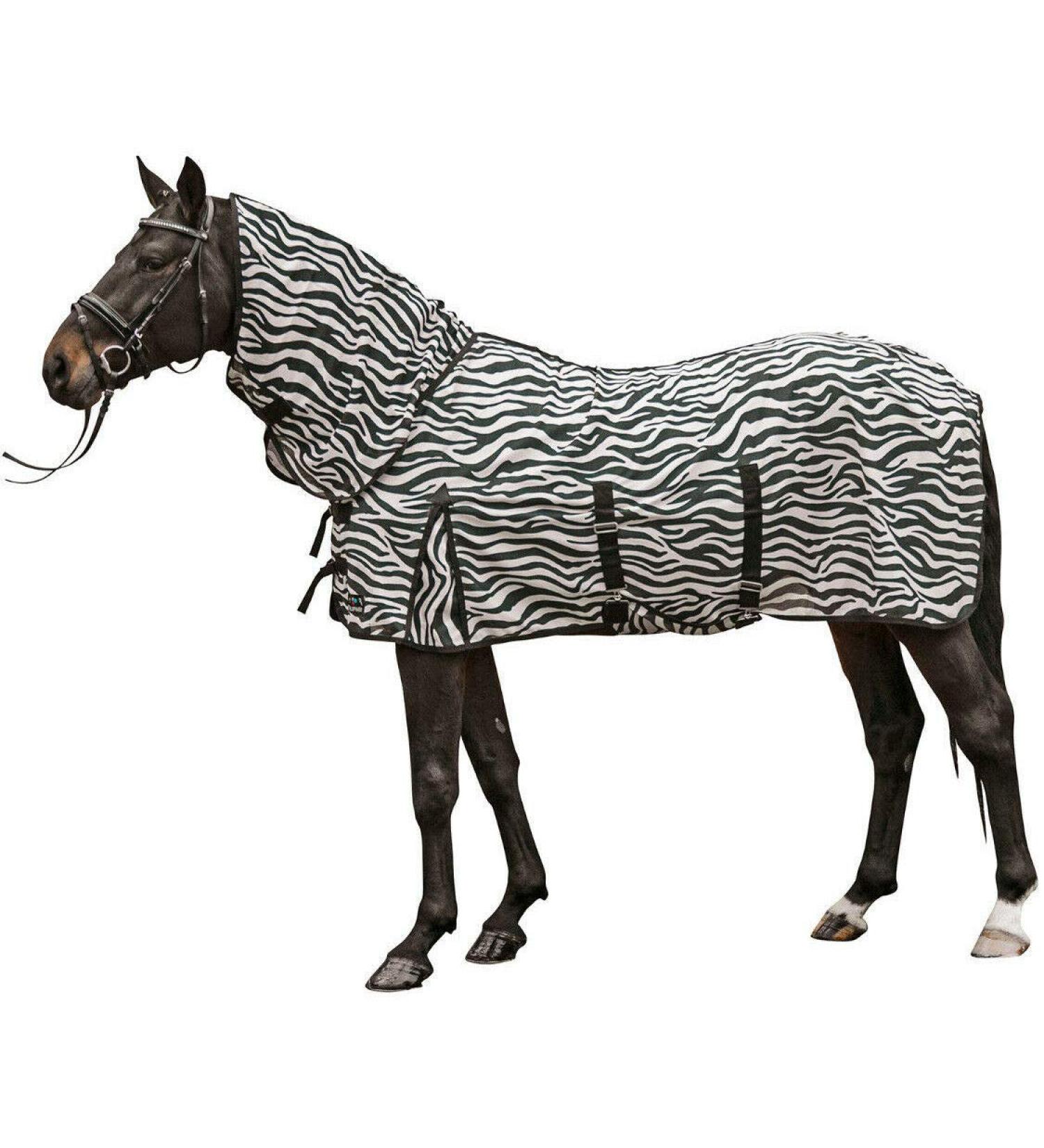 HKM 550682 Fly rug with neck part Zebra with belly bib size 95 White/Black 95