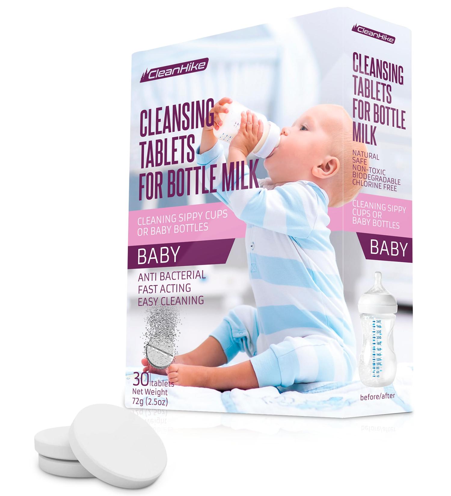 Baby Water Bottle Cleaning Tablets - 30 Pack Natural Cleaner for Milk Bottles & Tumbler - Eco-Friendly & Individually Packed - Buy Online on SooperMarket.com