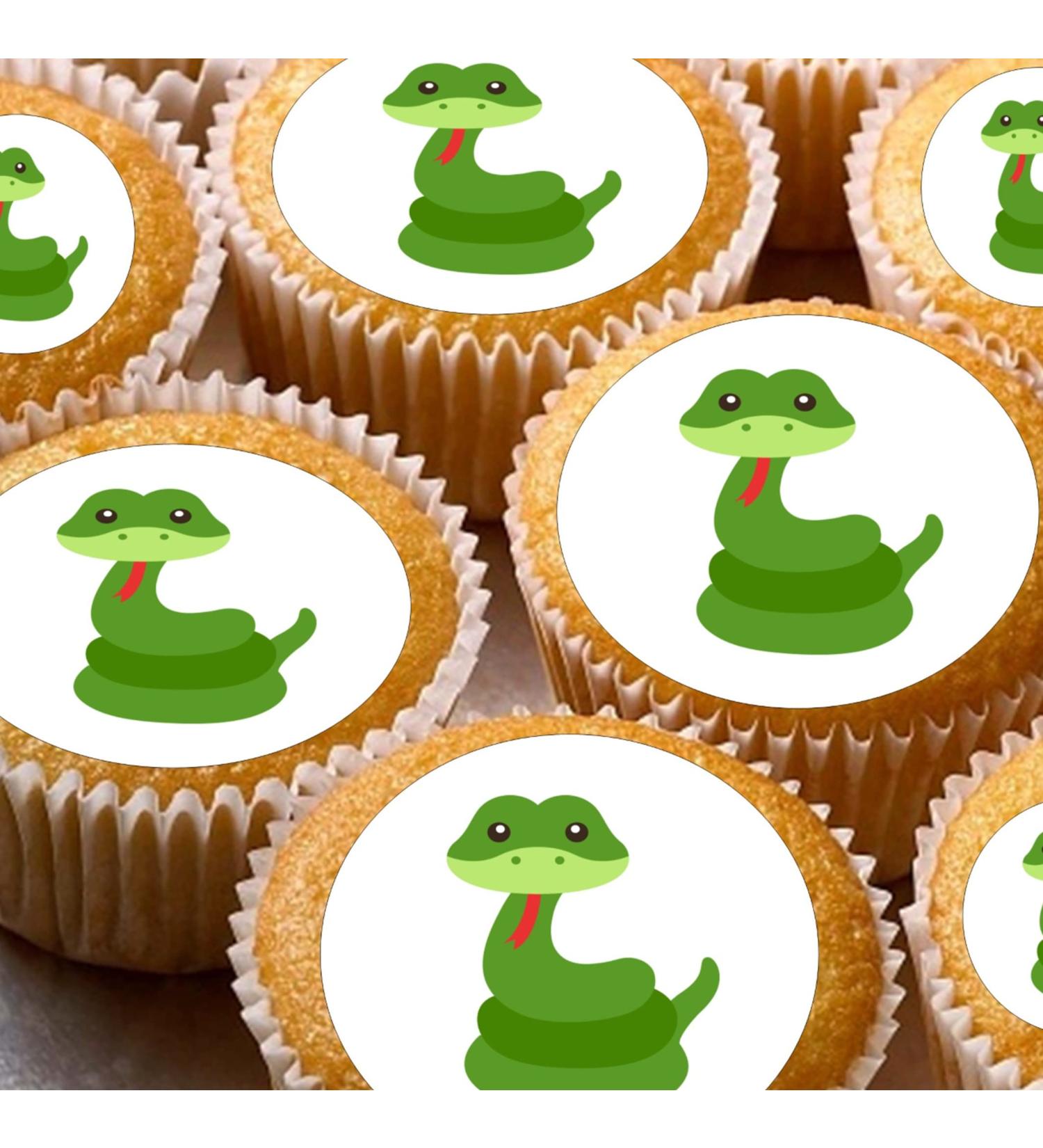 24 edible PRE CUT Jungle snake snakes style kids childrens party decorations Wafer Paper Cupcake Fairy Cake Toppers - Buy Online on SooperMarket.com