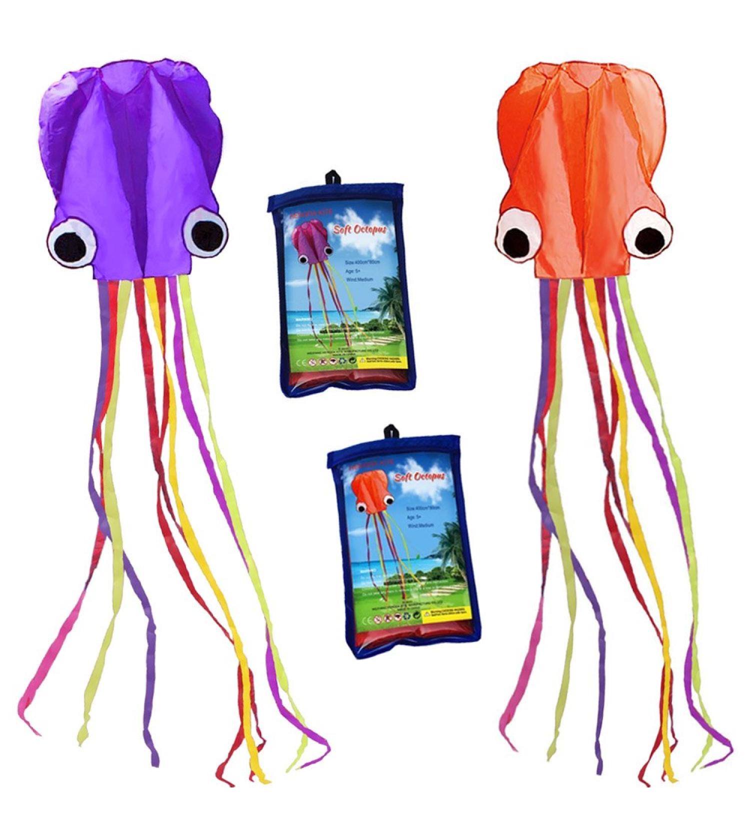 HENGDA KITE: Large Easy Flyer Octopus Kite for Kids - 31 Inches Wide - Perfect for Beach or Park - Orange & Purple - Buy Online on SooperMarket.com