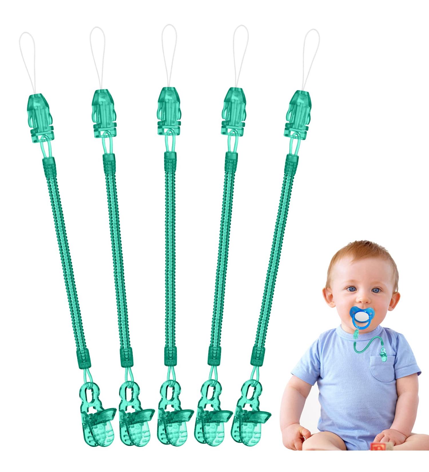 Vicloon Baby Dummy Clips 5 Pcs - BPA Free Soother Pacifier Chain Holder for Teether Toy - Green - Buy Online on SooperMarket.com
