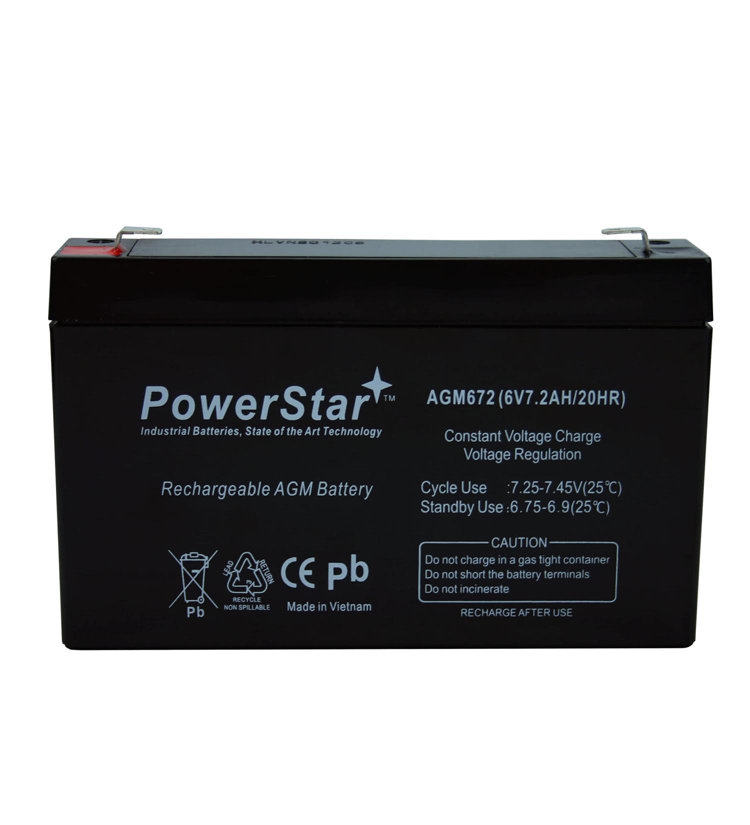 PowerStar 6v 7.2AH UB670 UPS Battery - Compatible Replacement for Leoch DJW6-7.2 & DJW 6-7.2 | Fast International Shipping - Buy Online on SooperMarket.com