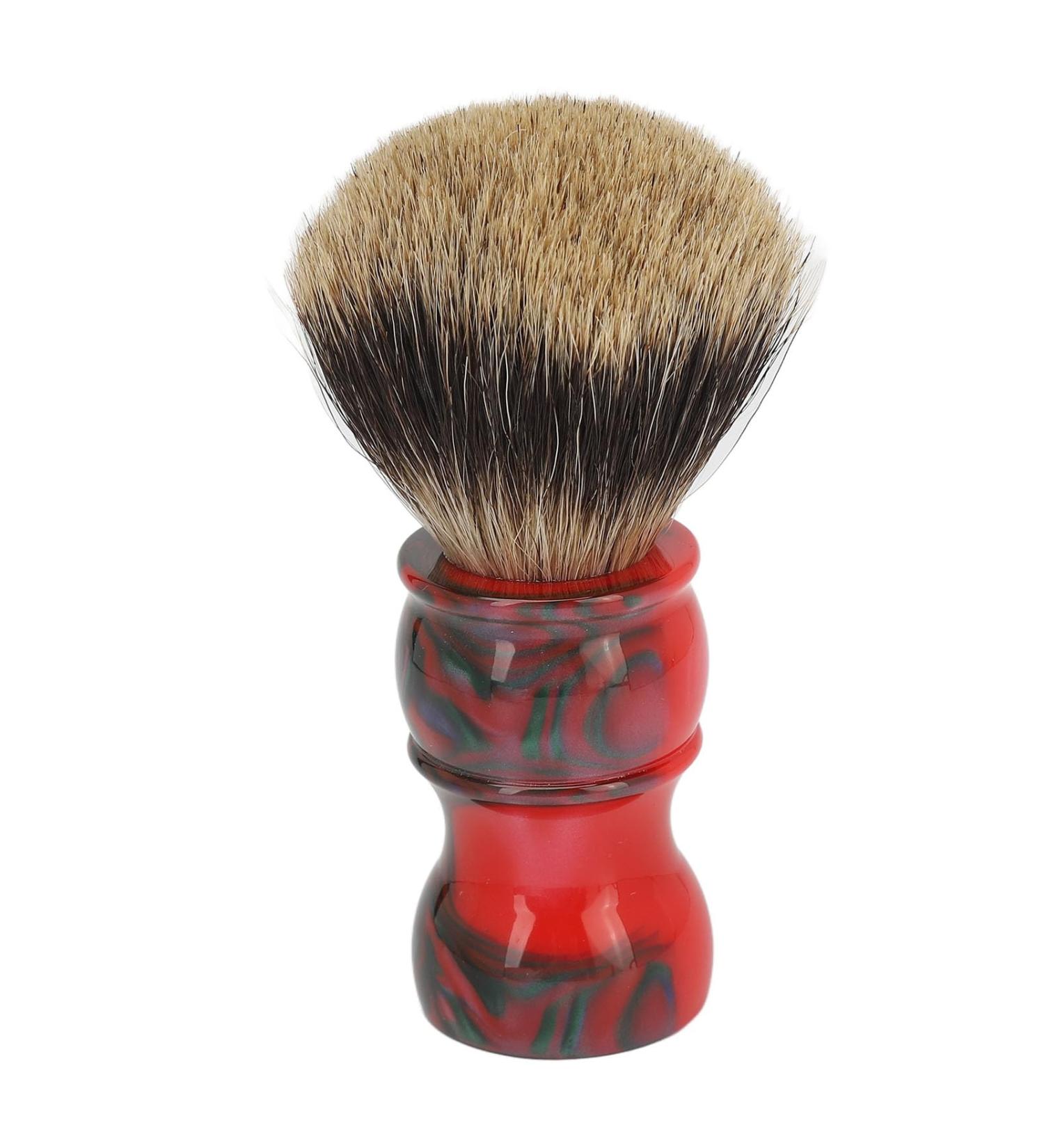 Synthetic Hair Shaving Brush with Red Resin Grip | Barber Salon Tool for Face Hair Cleaning | Best Gifts for Men & Women - Buy Online on SooperMarket.com