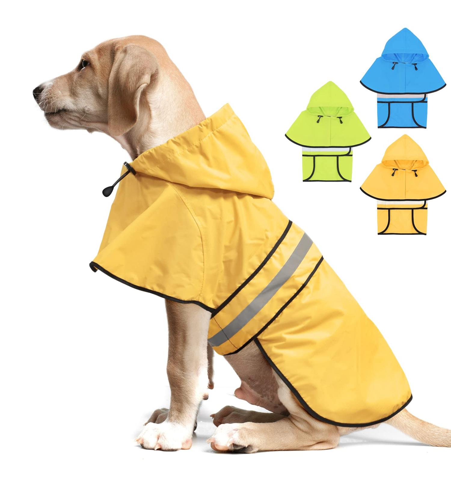 Weesiber Waterproof Reflective Dog Raincoat - Lightweight Adjustable Poncho for Night Walking - Medium Yellow - Buy Online on SooperMarket.com