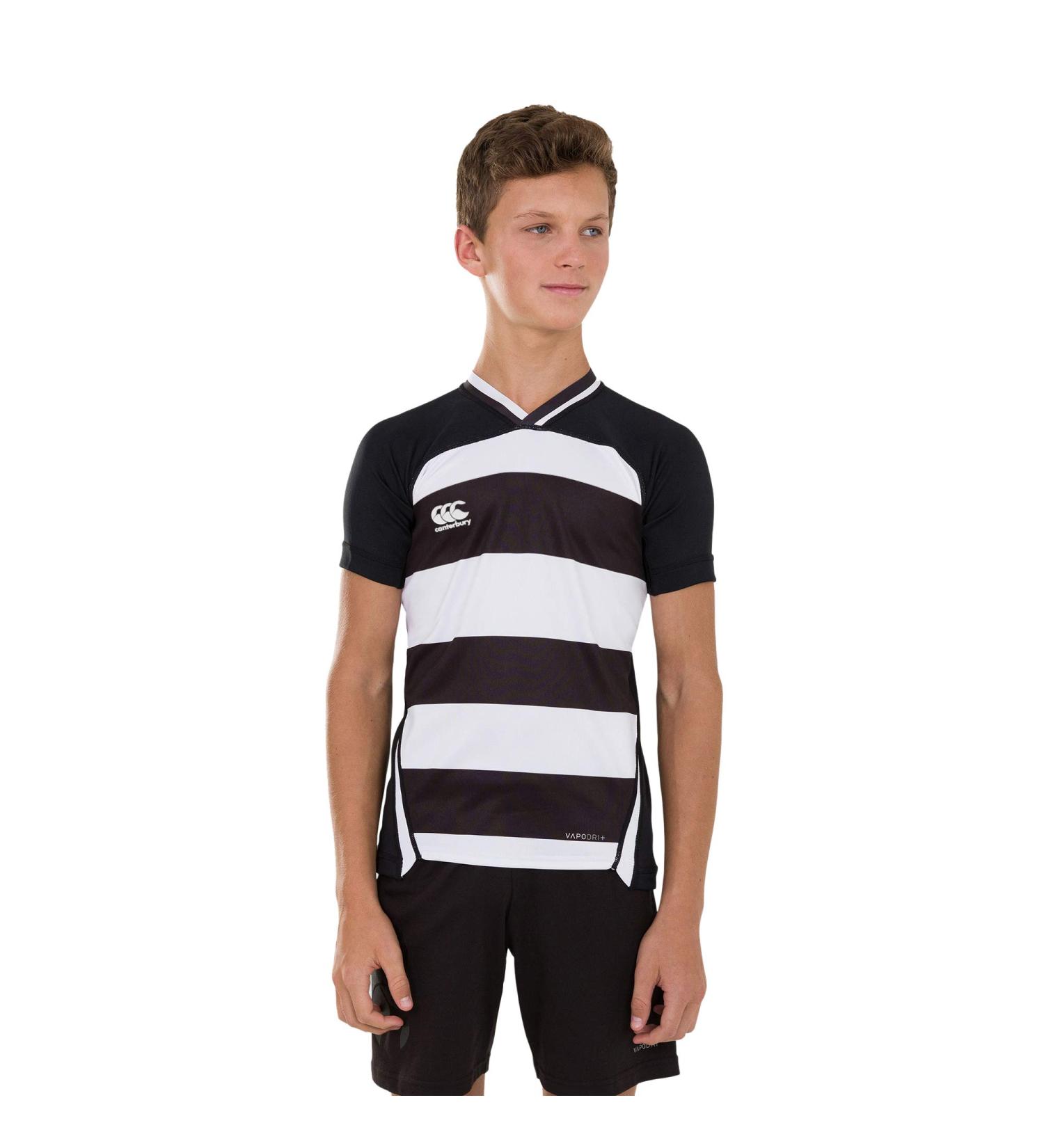 Canterbury Boys Vapodri Evader Hooped Rugby Jersey - Black/White | International Shipping Available - Buy Online on SooperMarket.com