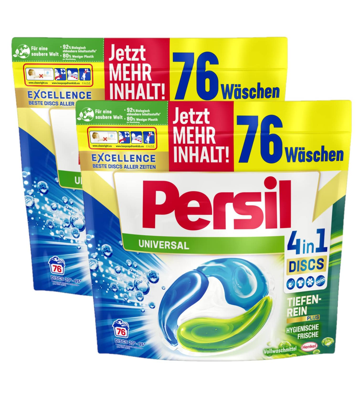 Buy Persil Universal 4in1 Discs - 152 Washes Stain Removal 92% Biodegradable 1.9kg (2 Pack) | International Shipping Available - Buy Online on SooperMarket.com