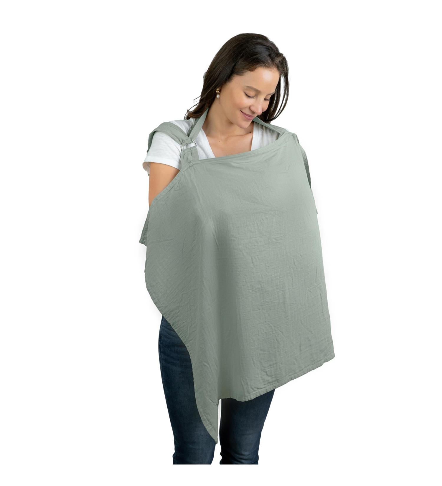 Comfy Cubs Muslin Nursing Cover - Soft & Breathable Cotton Apron for Breastfeeding - Rigid Hoop for Easy Feeding - Cedar Fern - Buy Online on SooperMarket.com