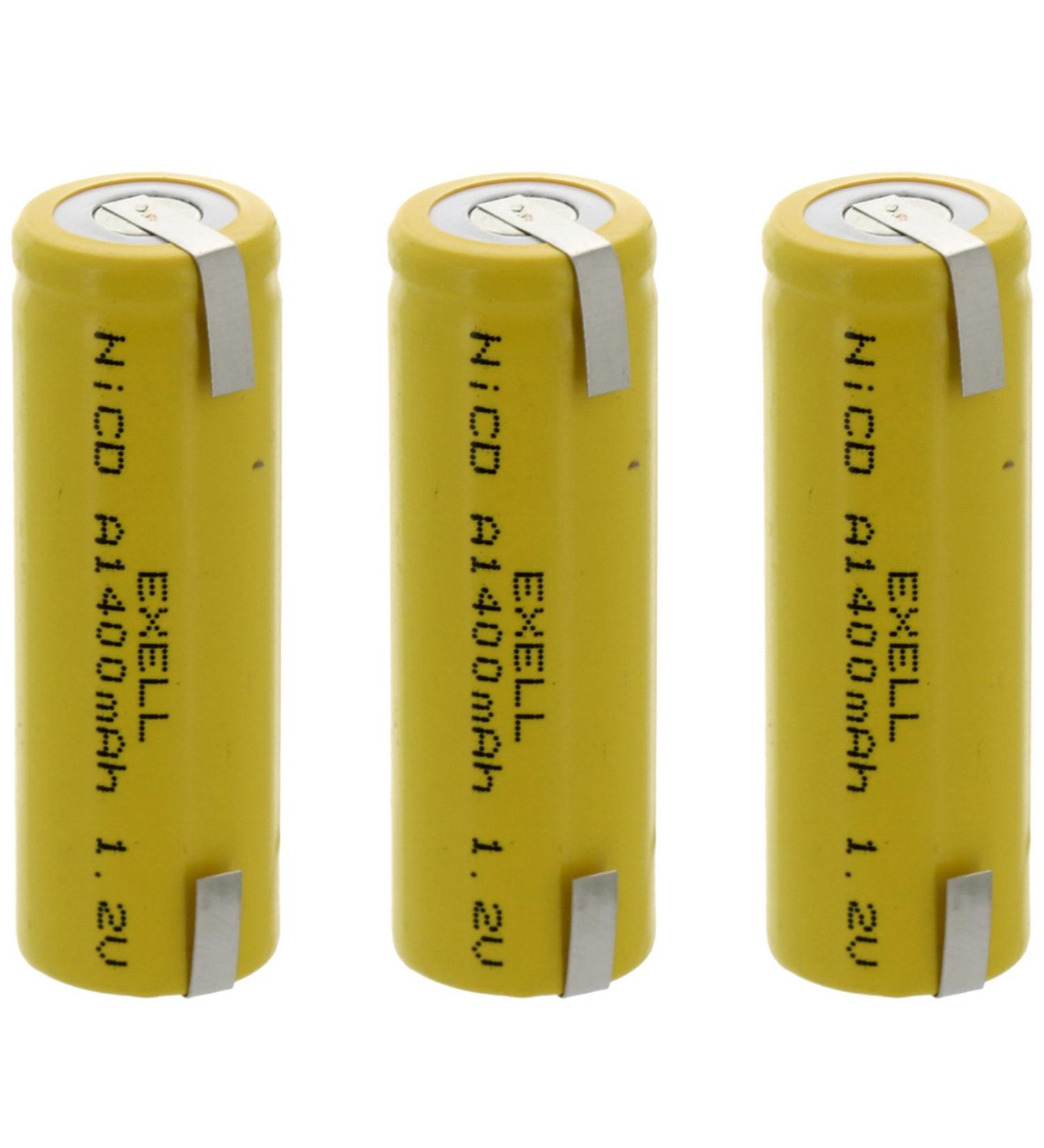 Buy 3x Exell A Size 1.2V 1400mAh NiCD Rechargeable Batteries - Ideal for Telecoms UPS Smart Grid Electric Mopeds & RC Devices - Fast International Shipping - Buy Online on SooperMarket.com