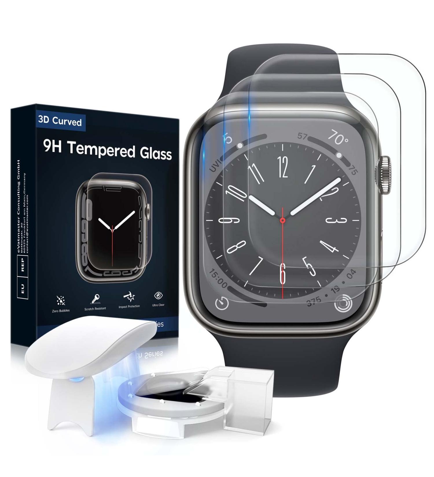 Mowei 3-Pack Apple Watch Series 8/7 Screen Protector 45mm - Premium 9H Tempered Glass, Full Coverage, Bubble-Free, Waterproof - Infinite HD Shield for Apple Watch 7/8 45mm - Buy Online on SooperMarket.com