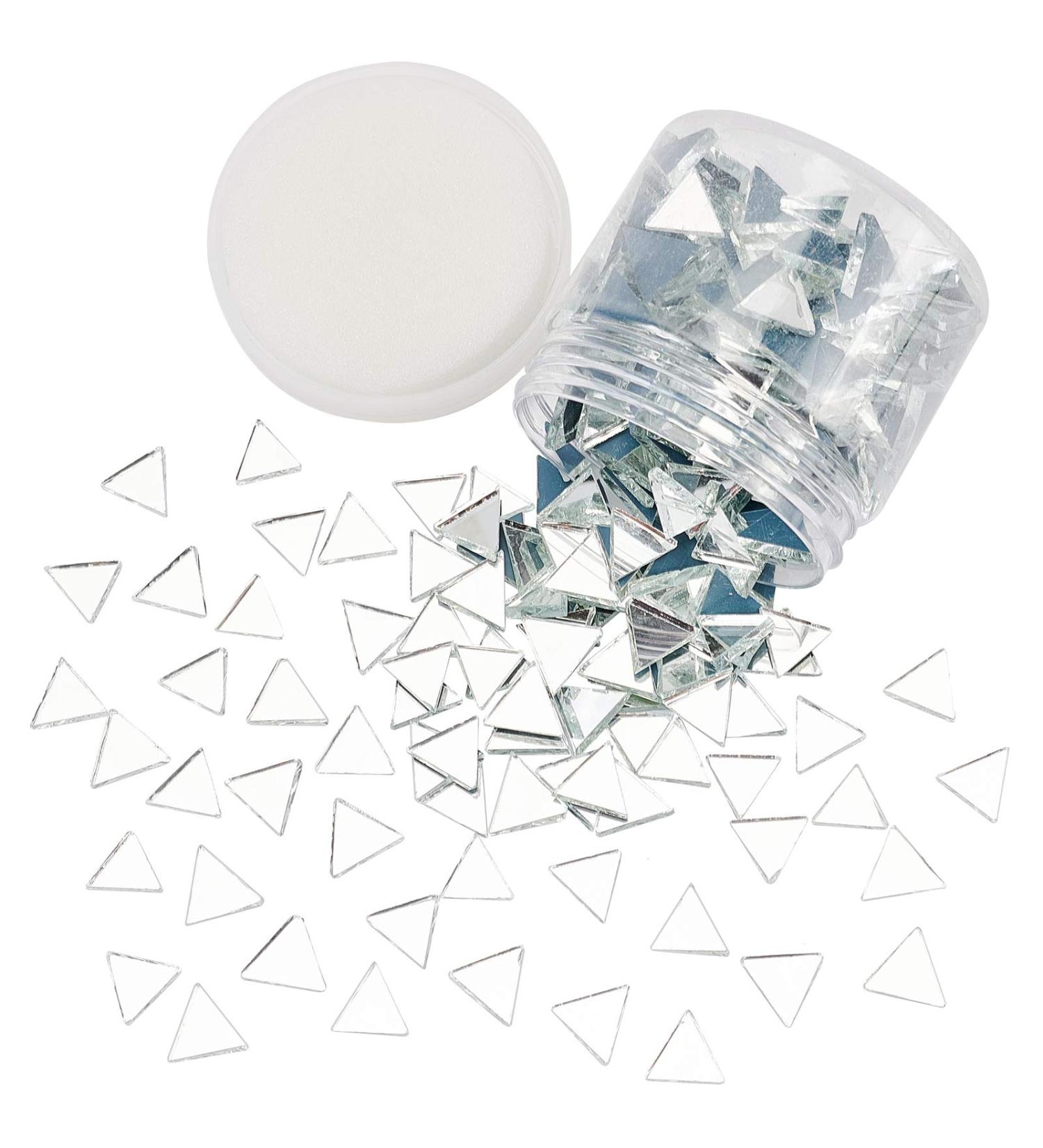 260g Clear Triangle Glass Mirror Tiles - Mini Decorative Mosaic Tiles for Crafts & Jewelry Making - Buy Online on SooperMarket.com