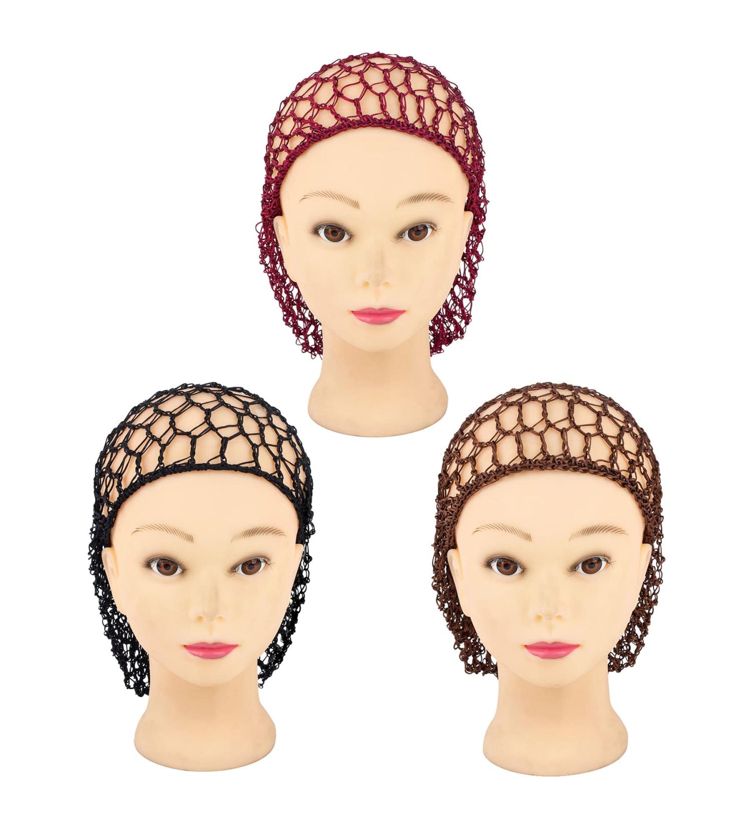 3 Pack Framedino Mesh Hair Net Crochet Snood Caps for Women - Stylish Sleepwear - Buy Online on SooperMarket.com