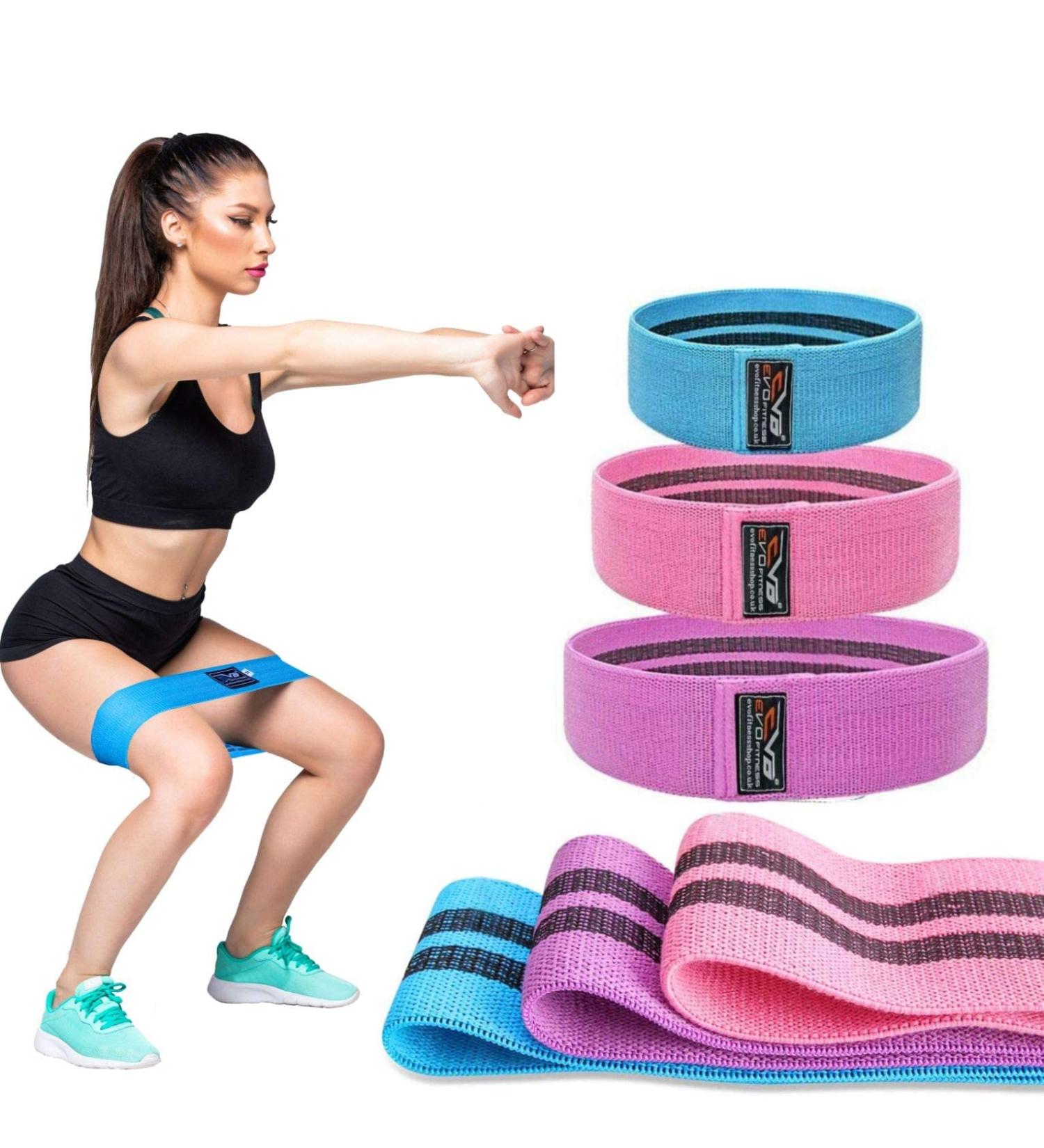 Islero Fitness EVO Resistance Band - Non Slip Premium Fabric Design - Purple, Ideal for Leg, Booty, Glutes, Hips, Yoga - Single Band for Home Exercise - Buy Online on SooperMarket.com
