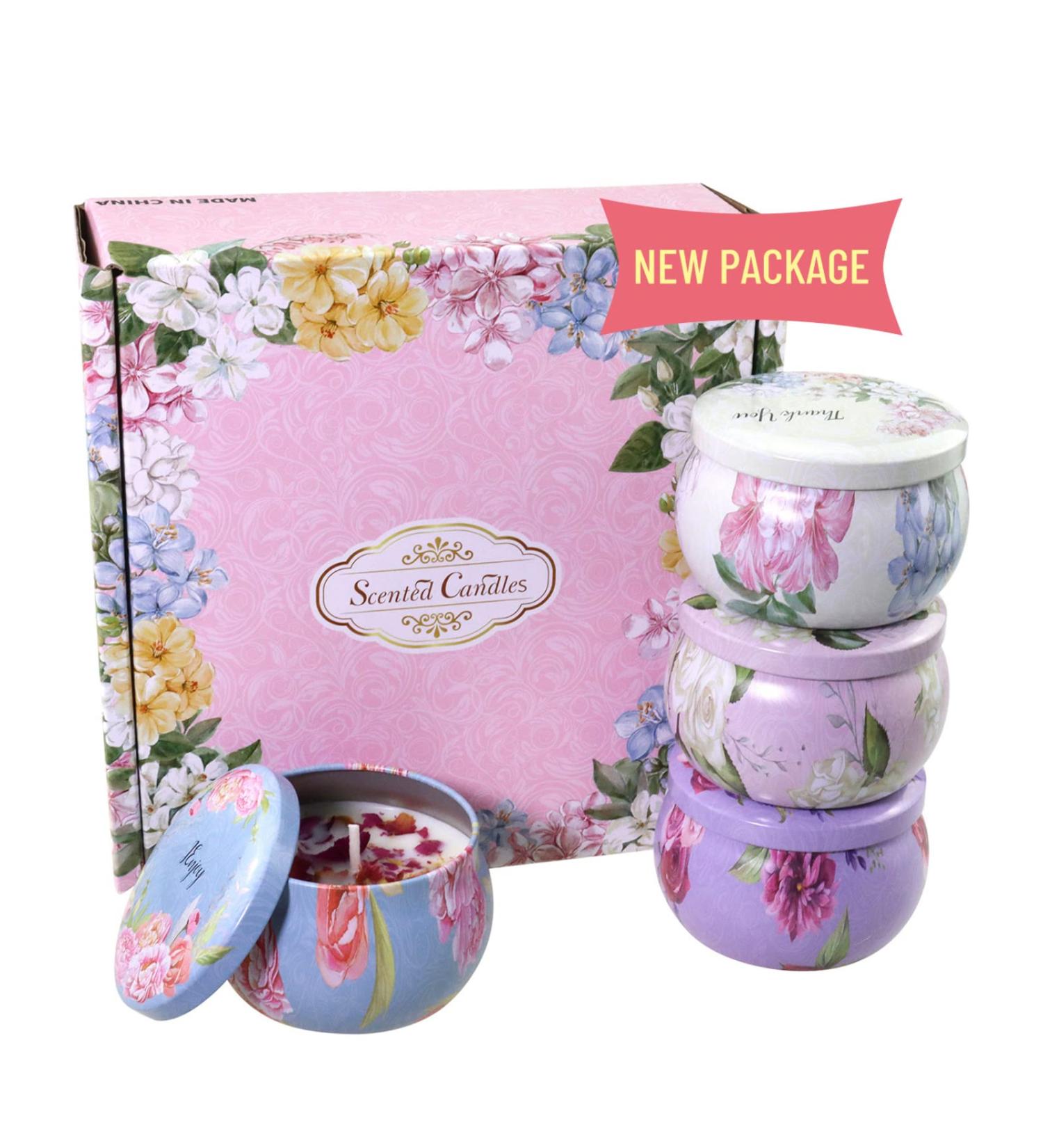 Orentas Fragrance Candles Gift Set - Pure Natural Soy Wax for Aromatherapy | 4 Pack (Jasmine Rose Peony Camellia) | Perfect for Travel & Meditation - Buy Online on SooperMarket.com